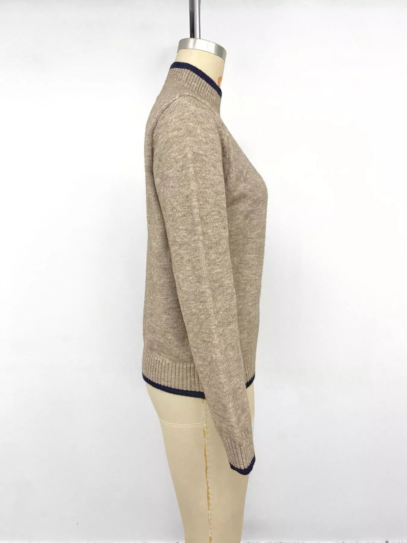 Trendsi Cozy Mock Neck Sweater with Contrast Trim -