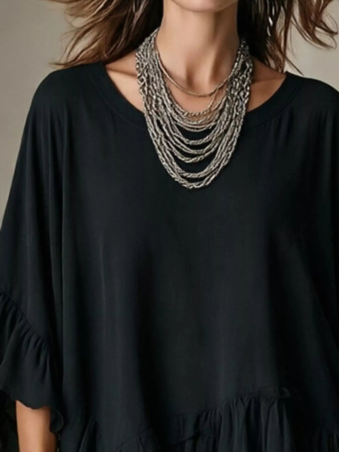 Trendsi Ruffled Hem Loose Fit Top -