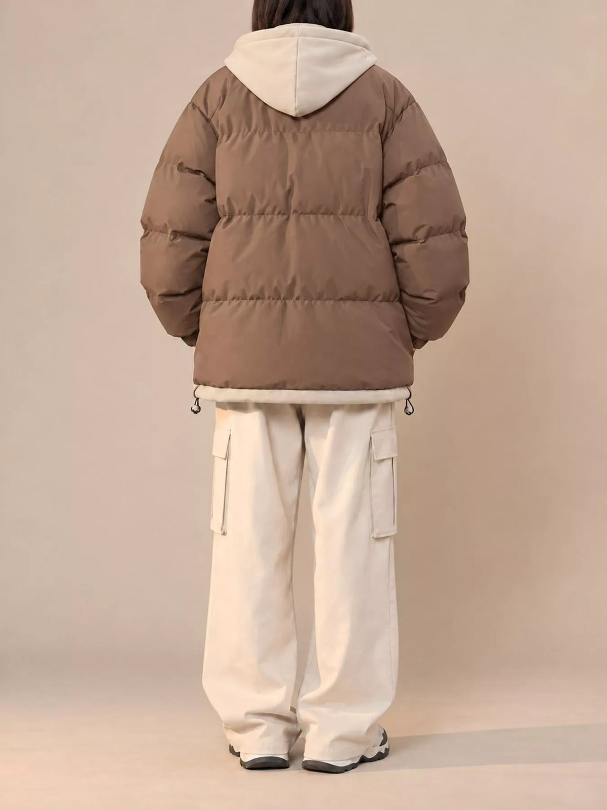 Zip-Up Hooded Puffer Jacket — back view