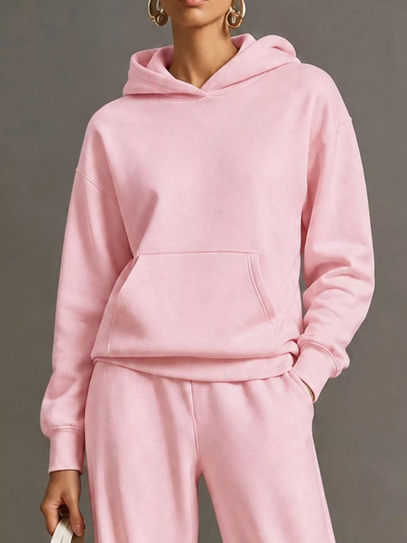 Trendsi Kangaroo Pocket Hoodie and Pants Set -