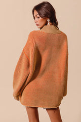 Trendsi SO ME Oversized Two Tone Textured V Neck Sweater -