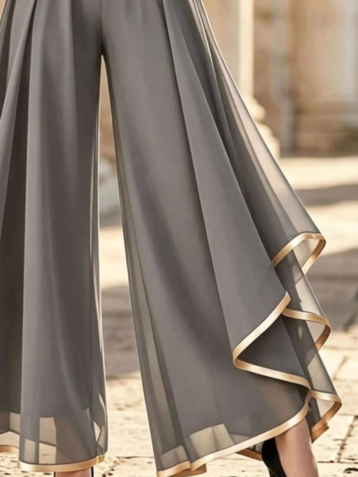 Trendsi Full Size High-Waisted Chiffon Wide-Leg Pants Plus Size -