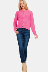 Trendsi Zenana Button Down Long Sleeve Sweater Cardigan -