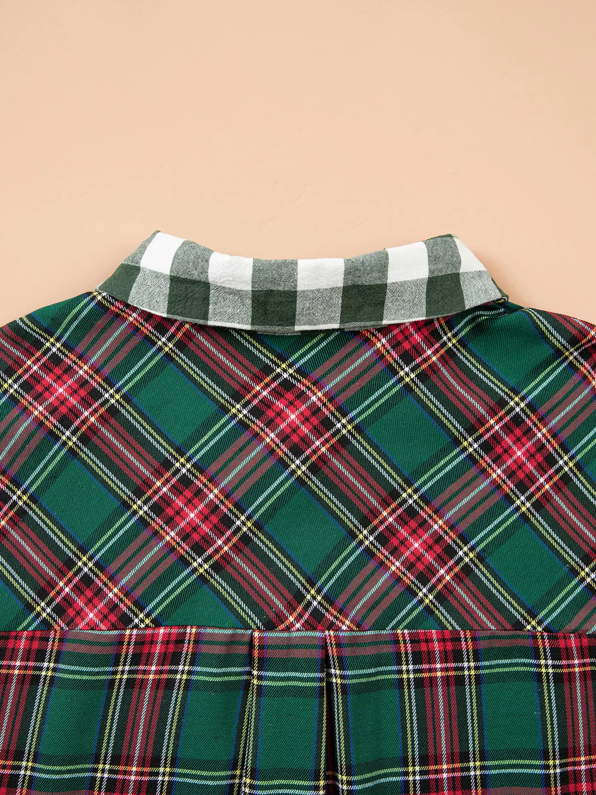 Plaid button-front shirt, check back collar