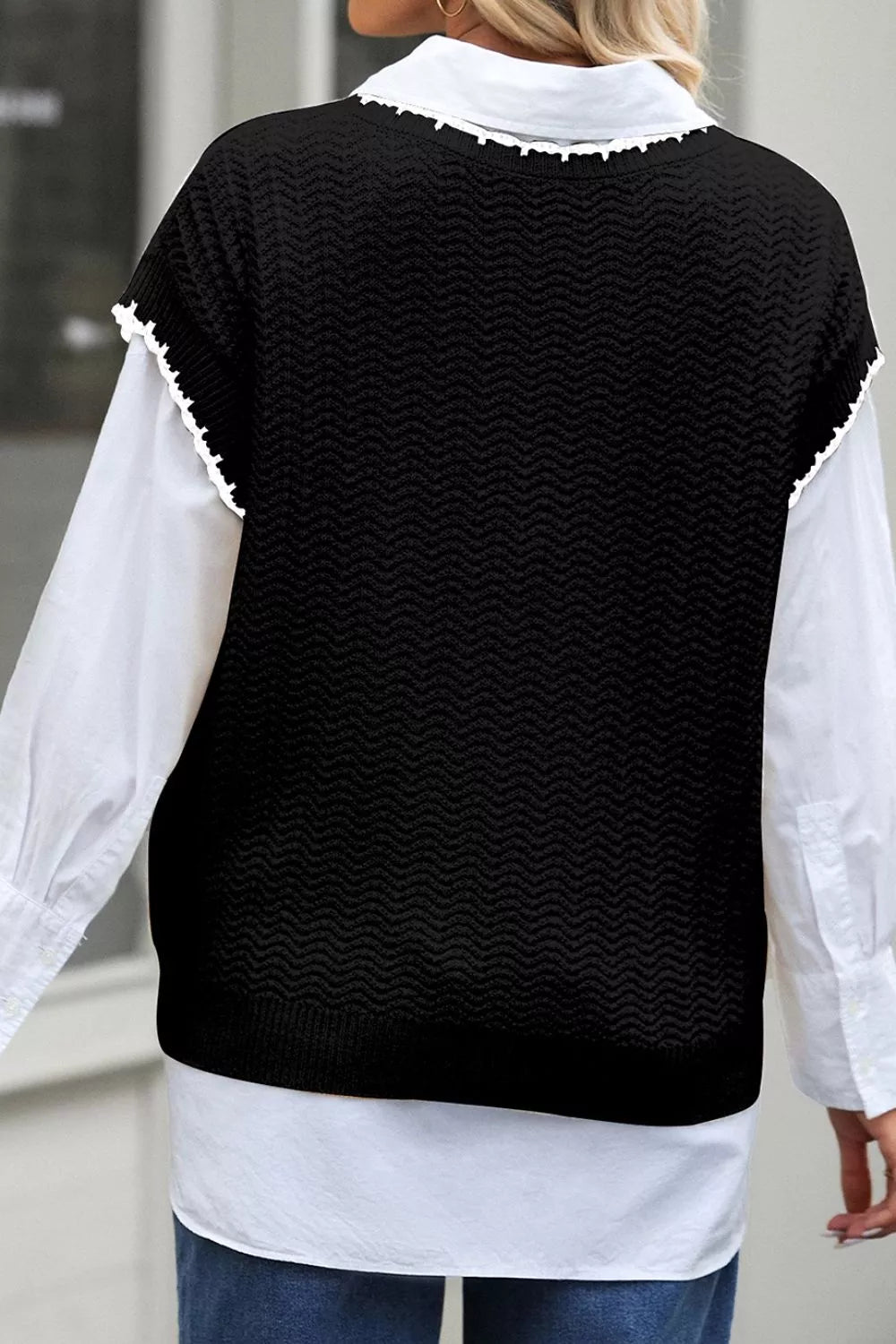 Trendsi Chic Textured Knit Sleeveless Sweater Vest -
