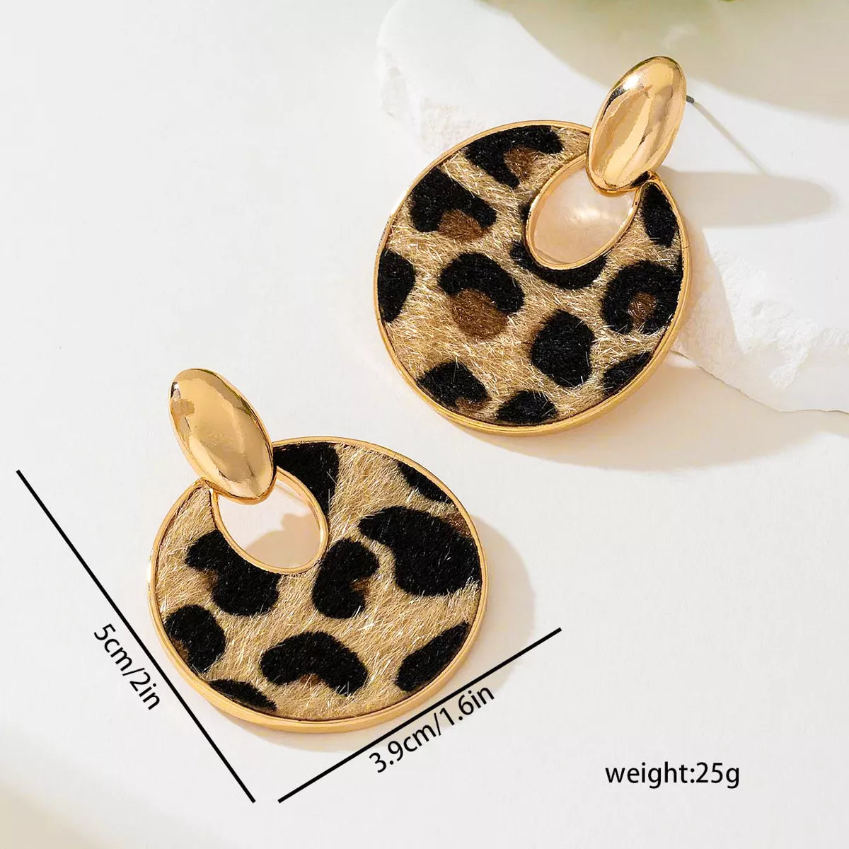 Trendsi Leopard Circle Dangle Earrings -