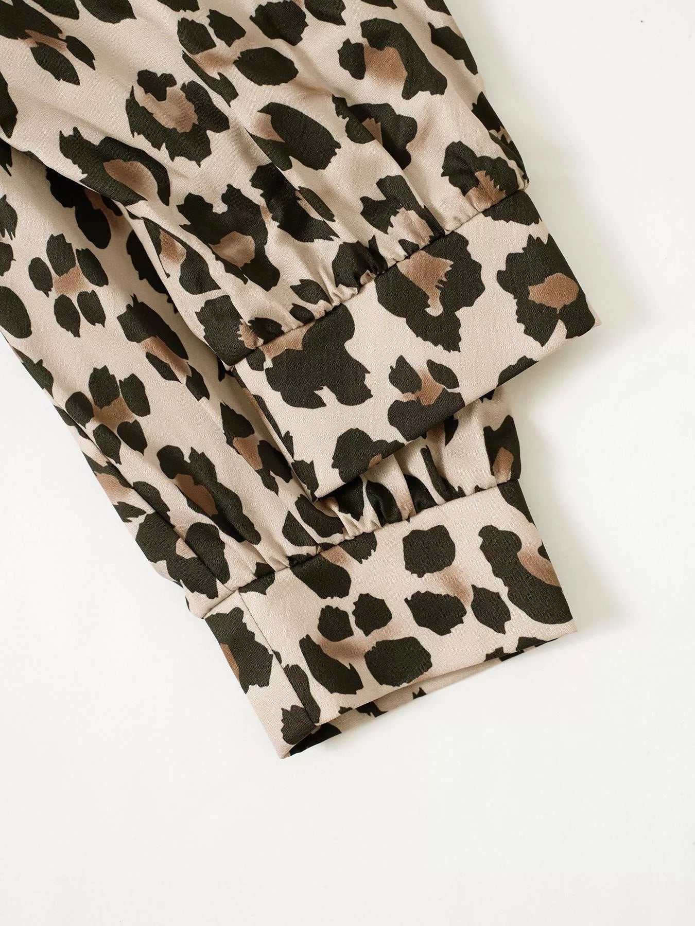 Trendsi Leopard Print Button-Down Long Sleeve Shirt -