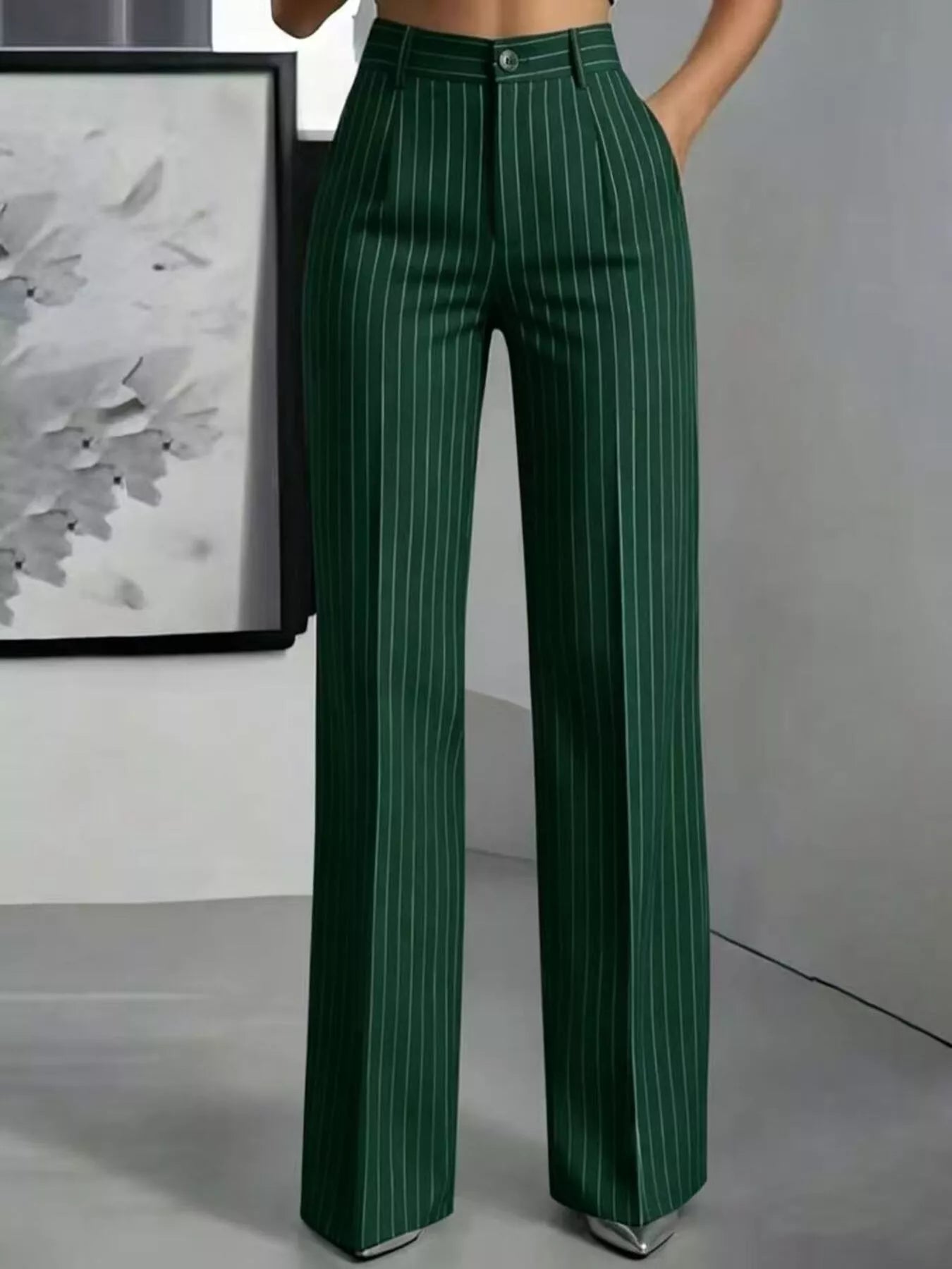 Trendsi High-Waisted Striped Wide-Leg Pants -