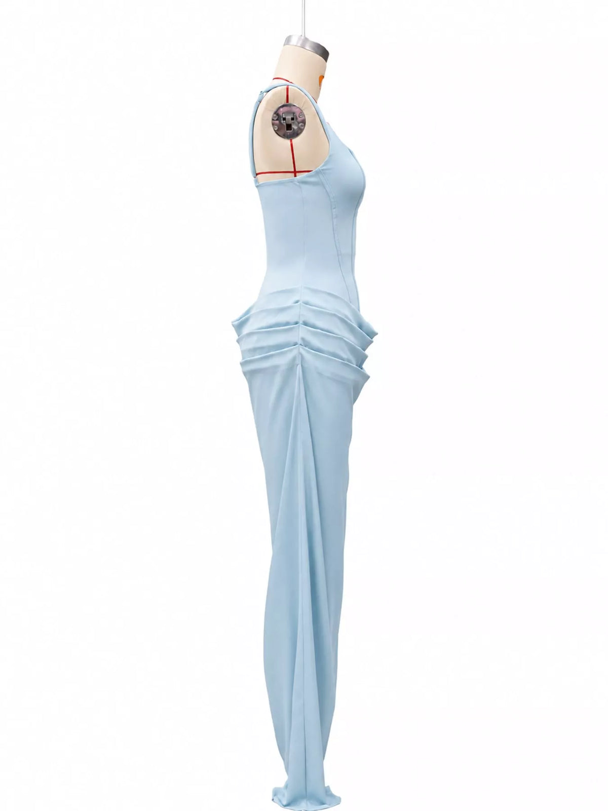 Square neck sleeveless maxi dress, side view