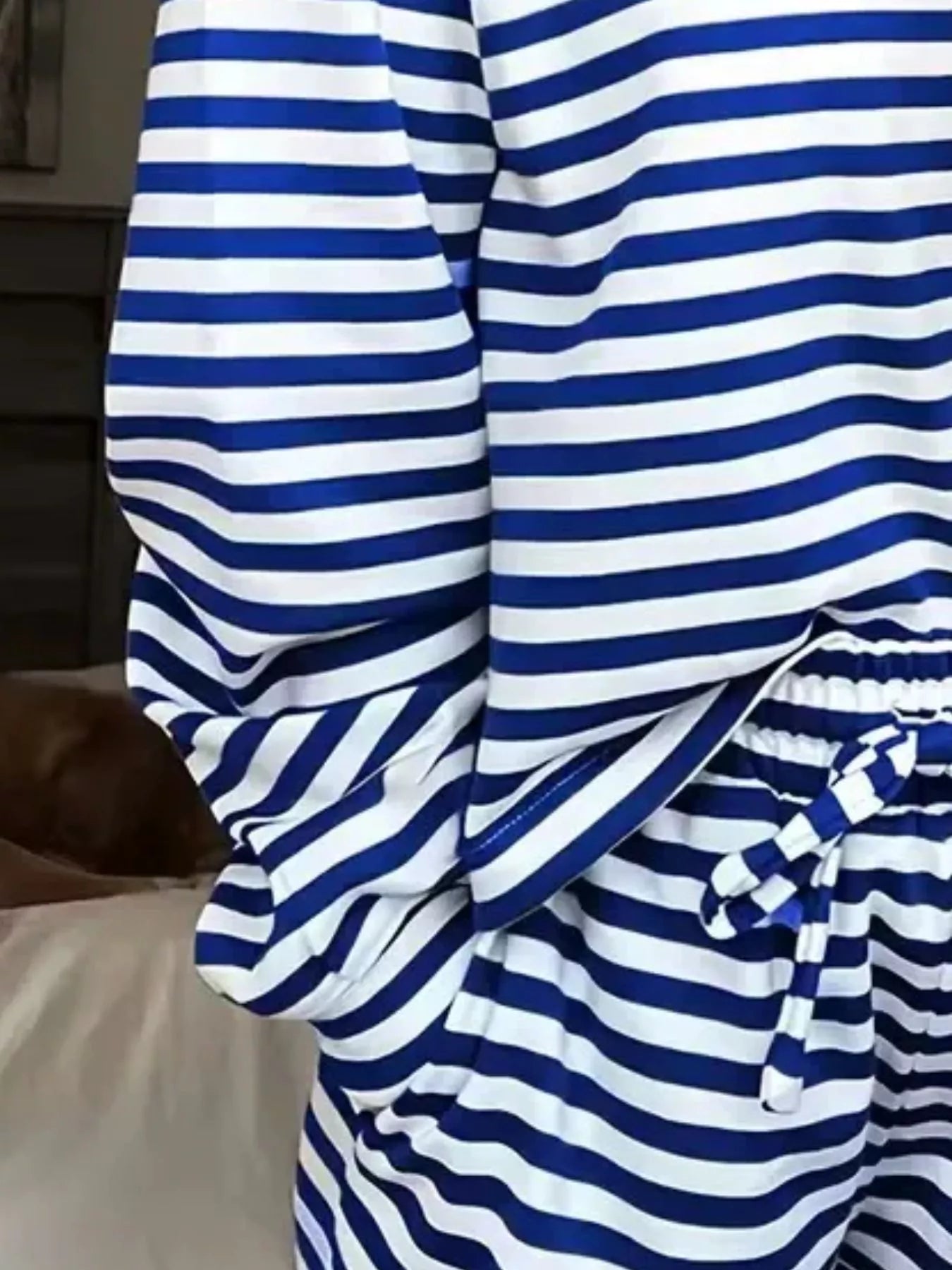 Trendsi Striped Dropped Shoulder Top and Pants Set -