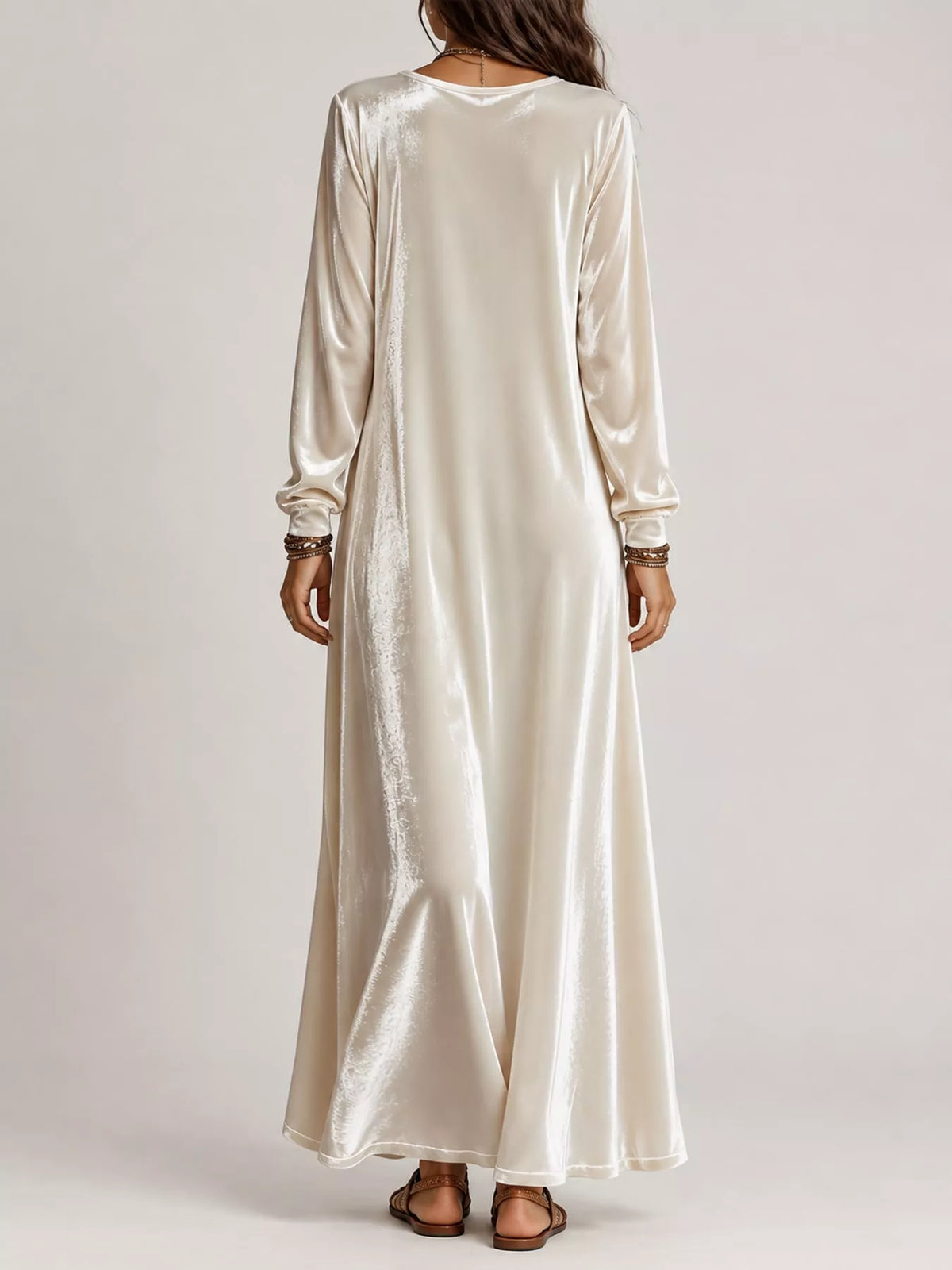 Velvet maxi dress, ivory back