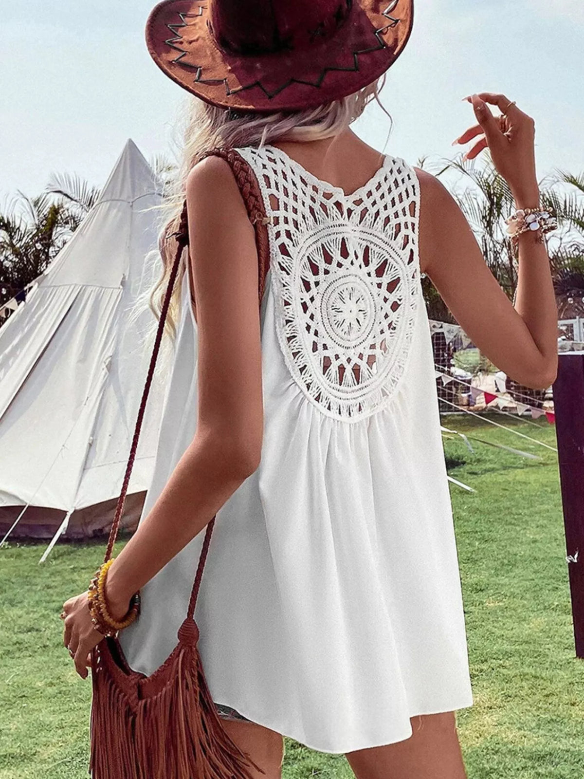 Trendsi Crochet V-Neck Tank Top -