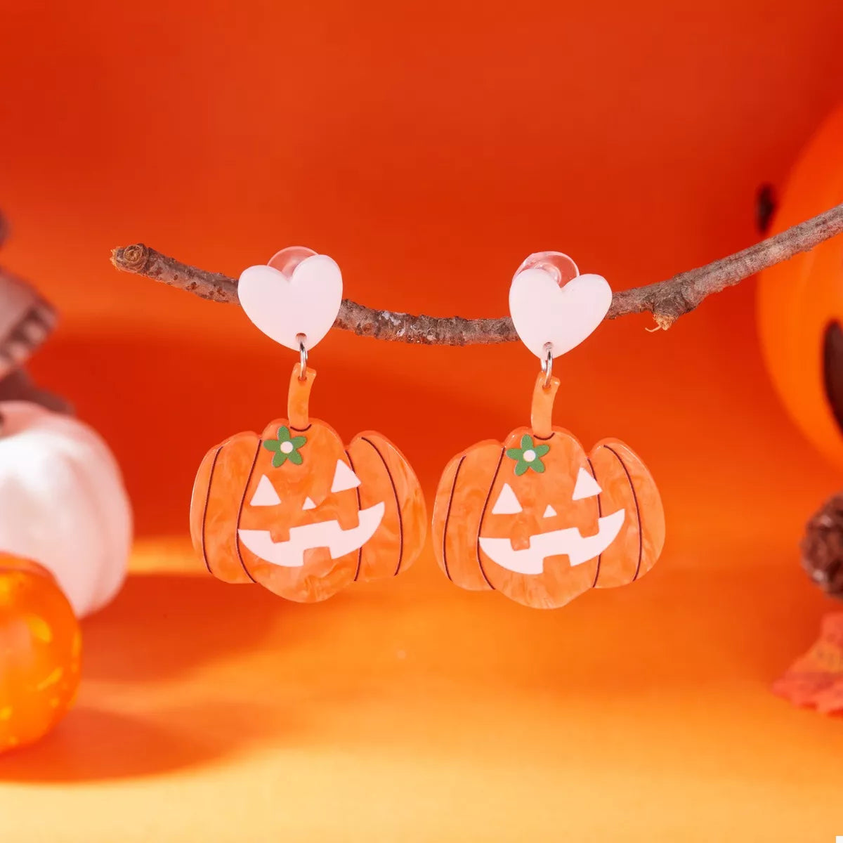 Trendsi Halloween Pumpkin Heart Drop Earrings -