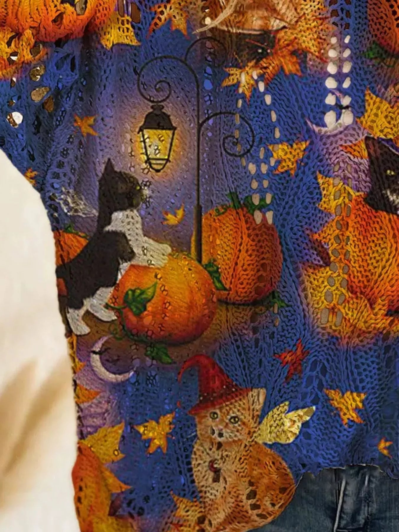 Trendsi Full Size Halloween Pumpkin Loose Knit Cover Up Plus Size -