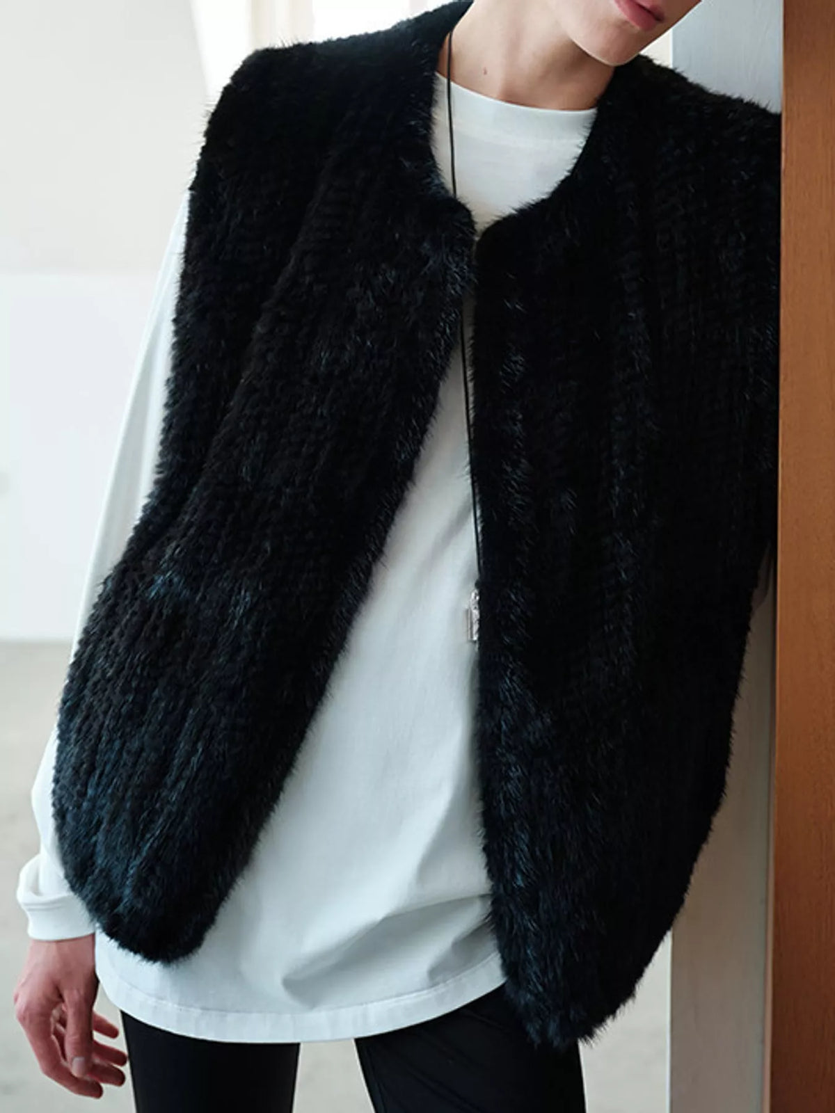 vest, front view on model