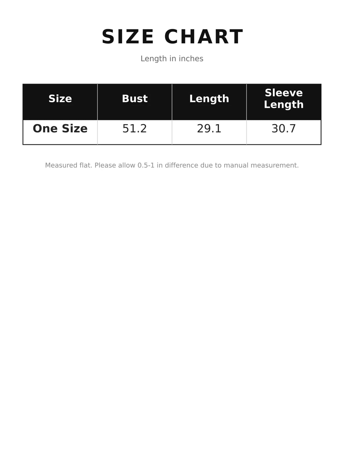 Colorblock sweatshirt, size chart