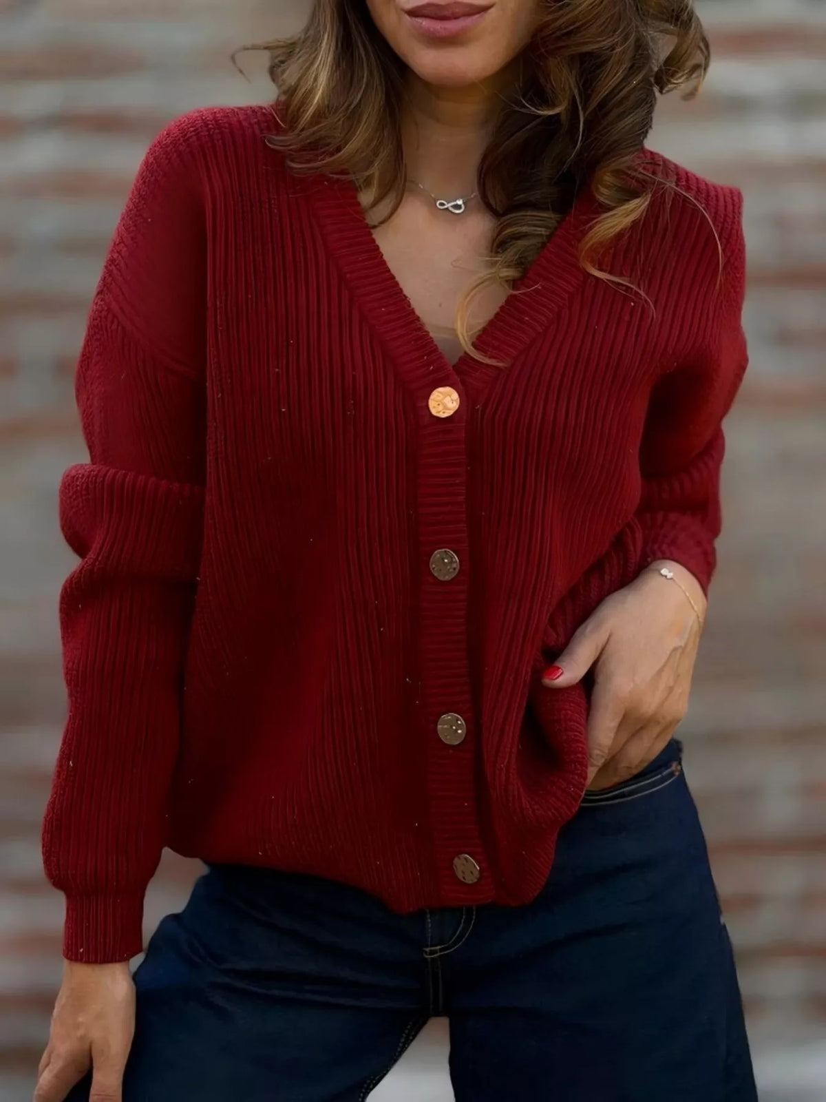 Trendsi Full Size V-Neck Button-Up Cardigan Plus Size -