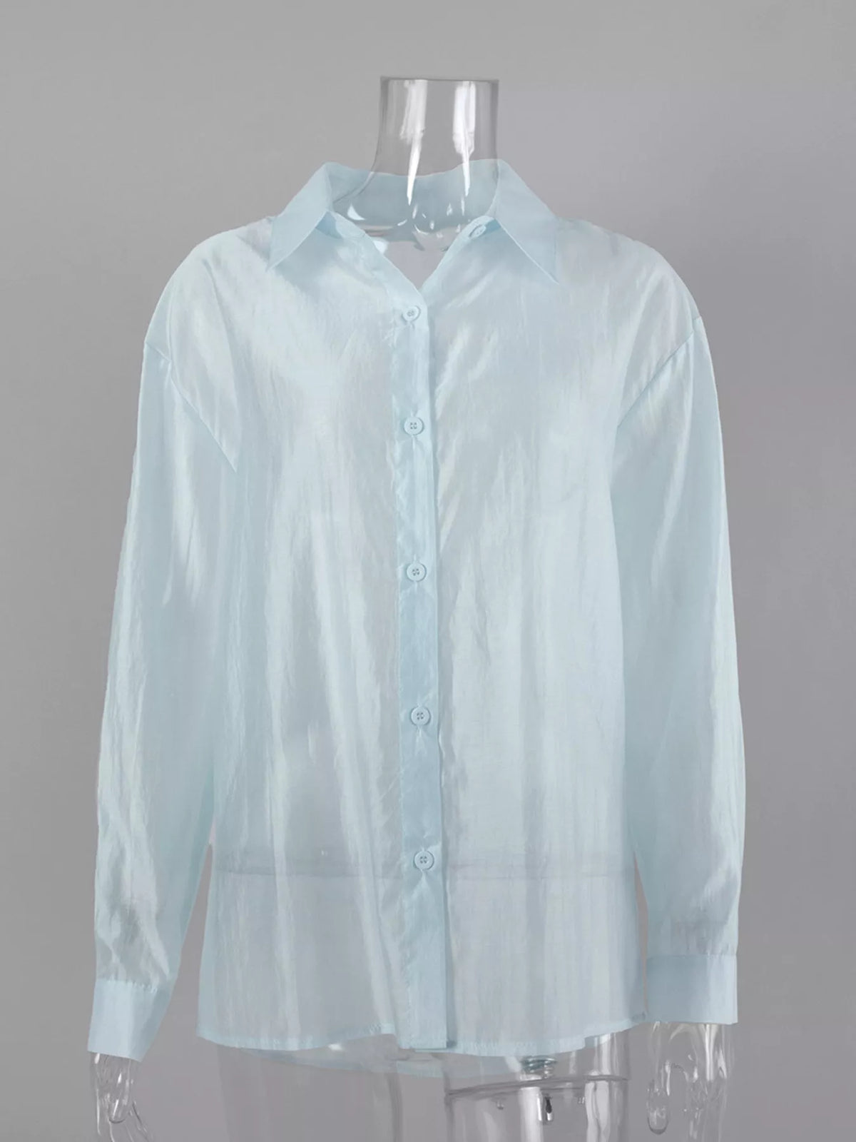 Trendsi Sheer Oversized Button-Up Shirt -