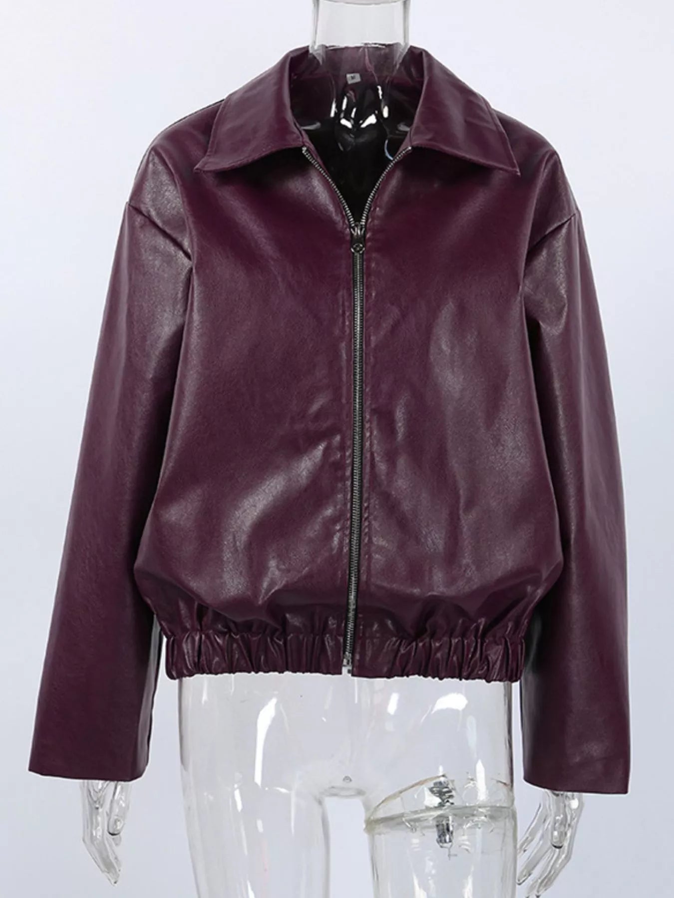 Trendsi Faux Leather Zip Up Jacket -