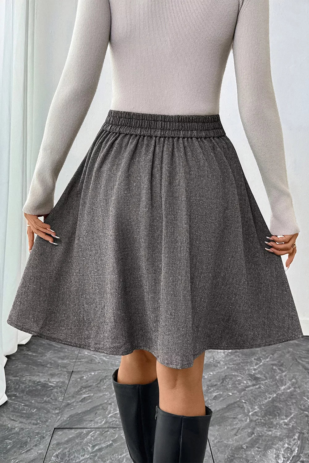 Trendsi A-Line Textured Skirt -