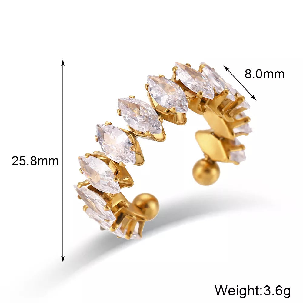 Gold-plated zircon bracelet and ring set — ring dimensions diagram
