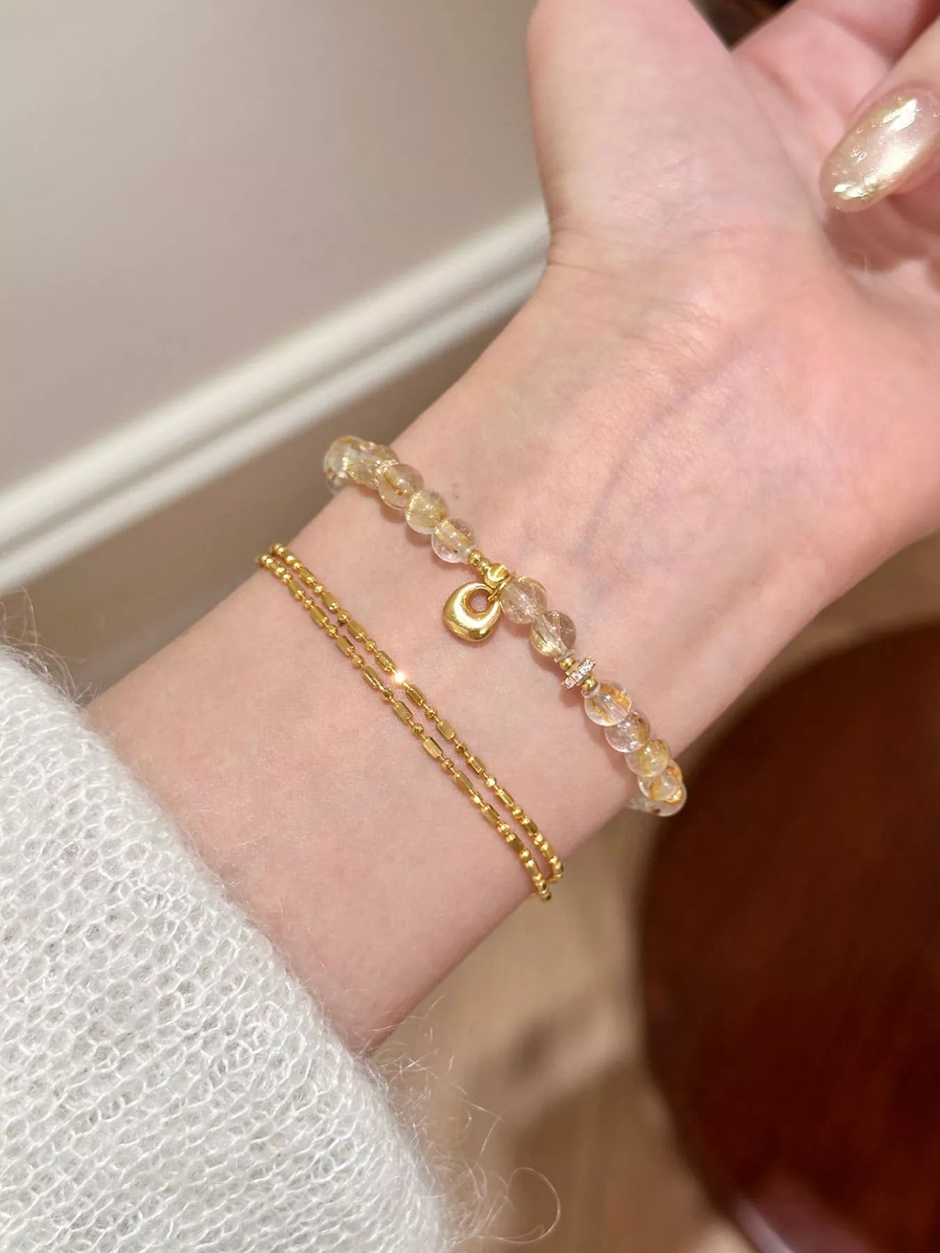 Trendsi Beaded Bracelet with Charm -