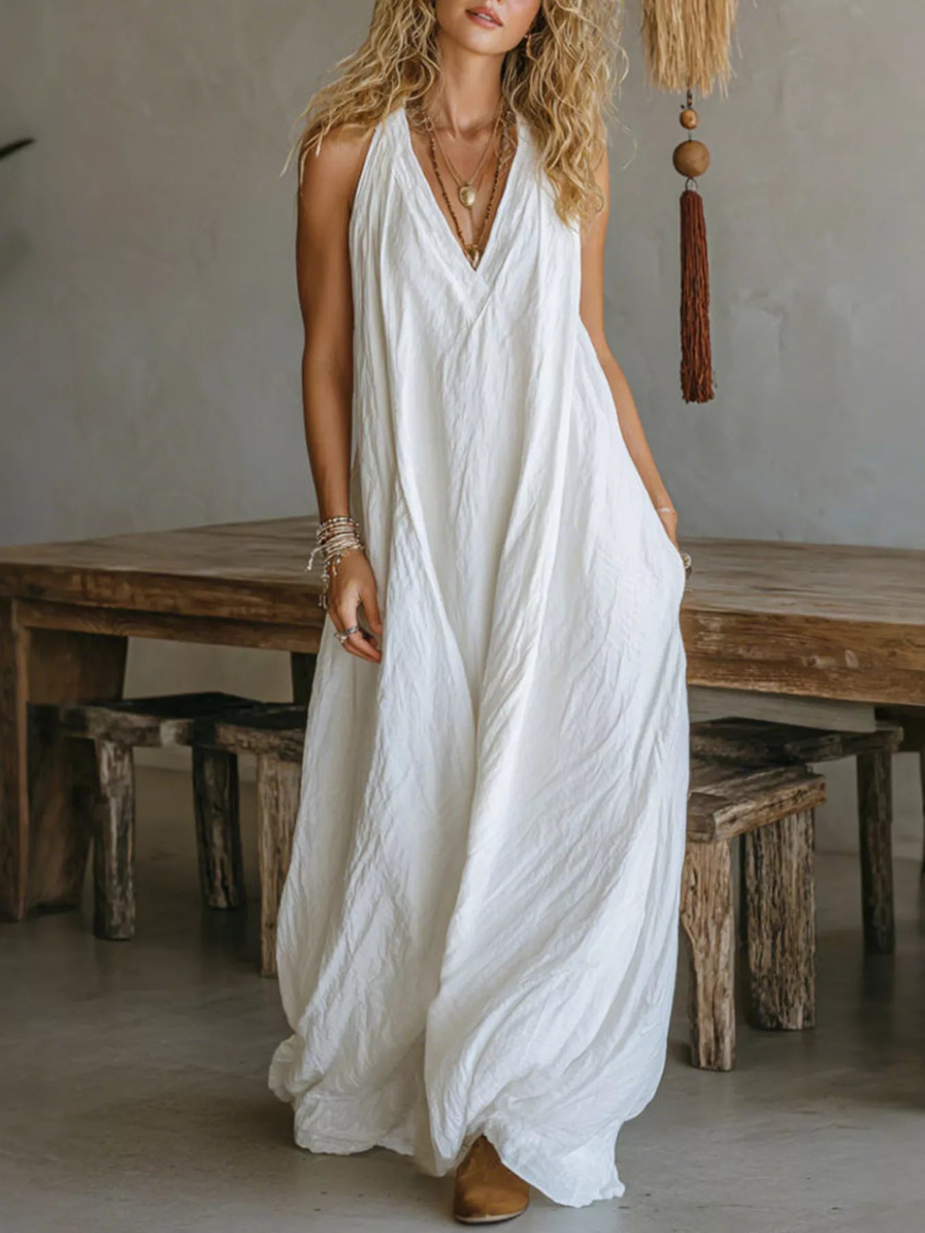Trendsi Full Size Sleeveless Flowy Maxi Dress Plus Size -