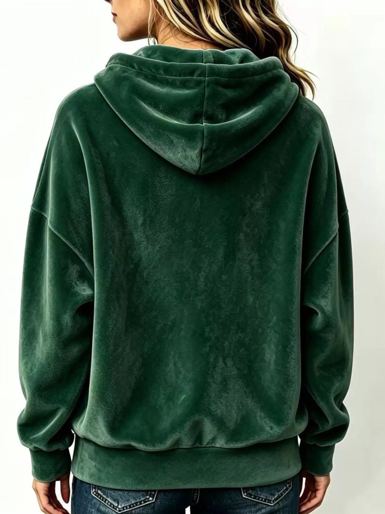 Trendsi Full Size Drawstring Velvet Long Sleeve Hoodie Plus Size -