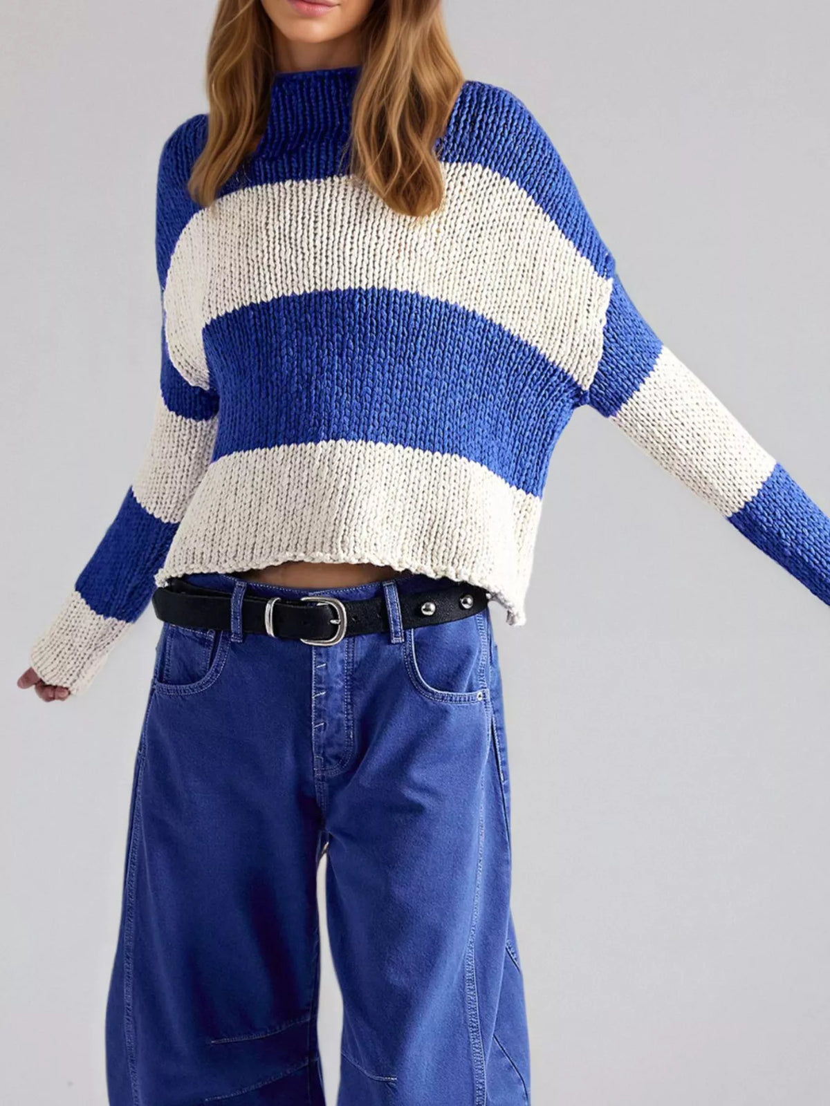 Trendsi Chunky Knit Striped Sweater -