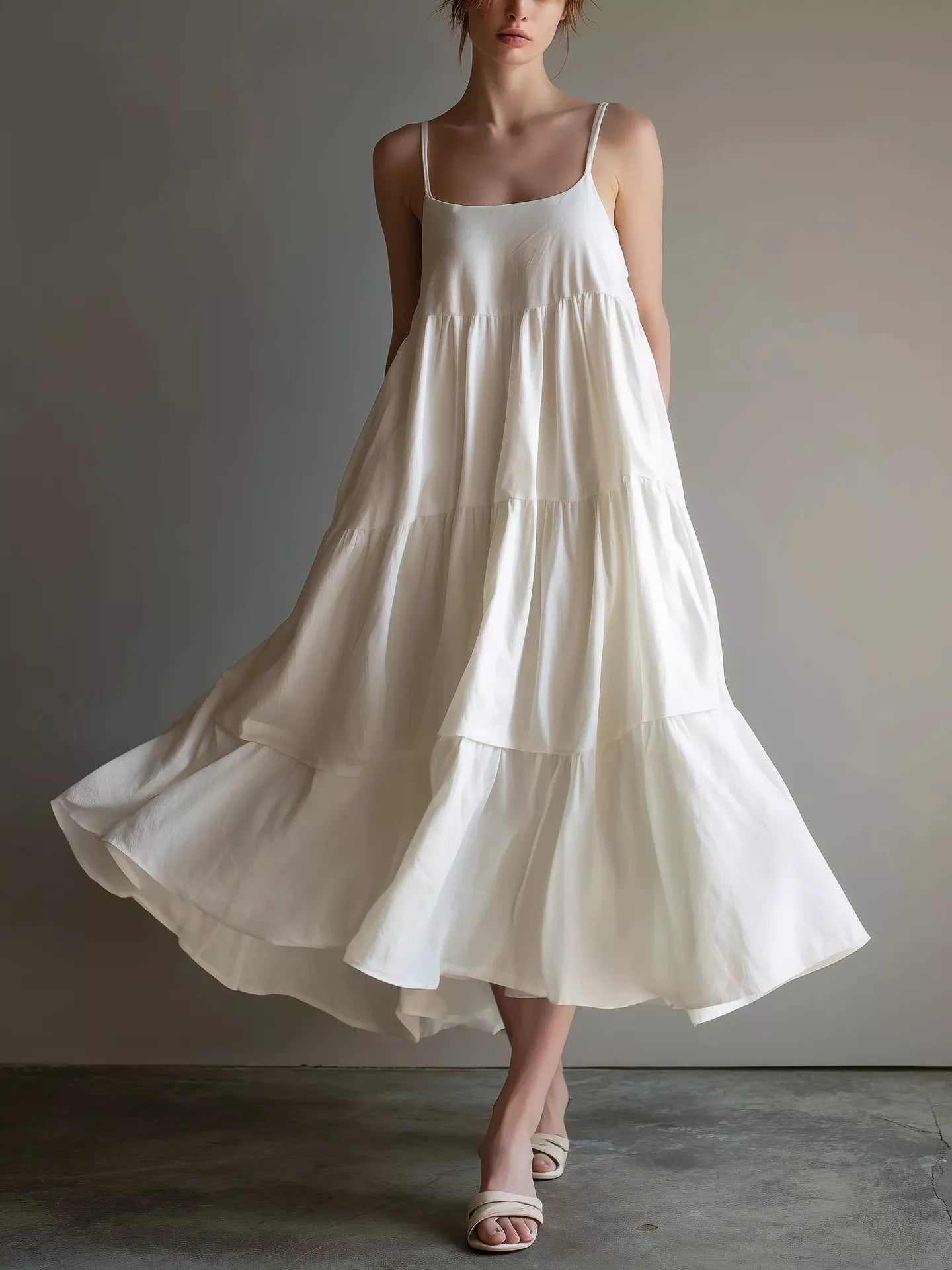 Trendsi Tiered Spaghetti Strap Midi Dress - Dresses
