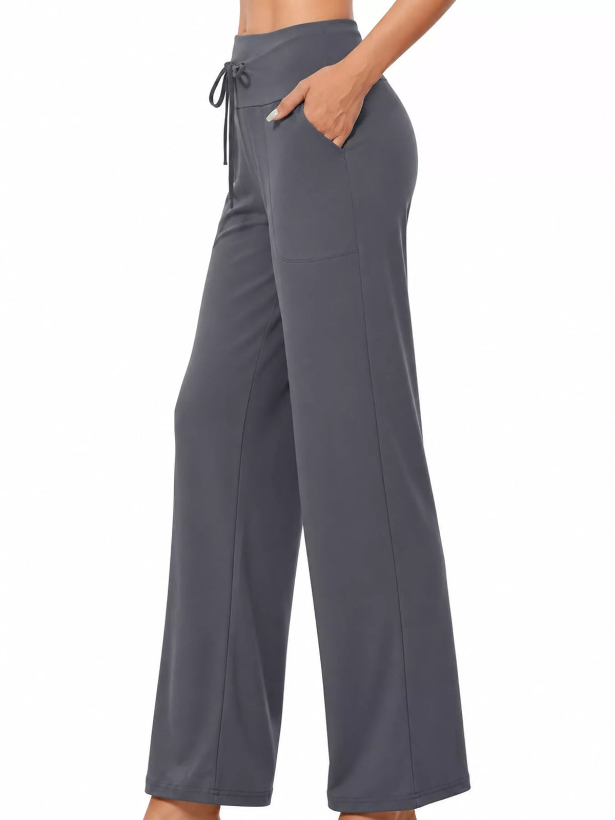 Wide-leg lounge pants, gray side