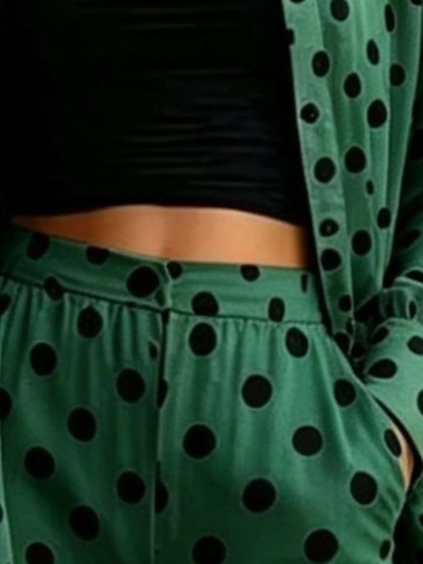 Trendsi Full Size Polka Dot Shirt and Wide-Leg Pants Set Plus Size -