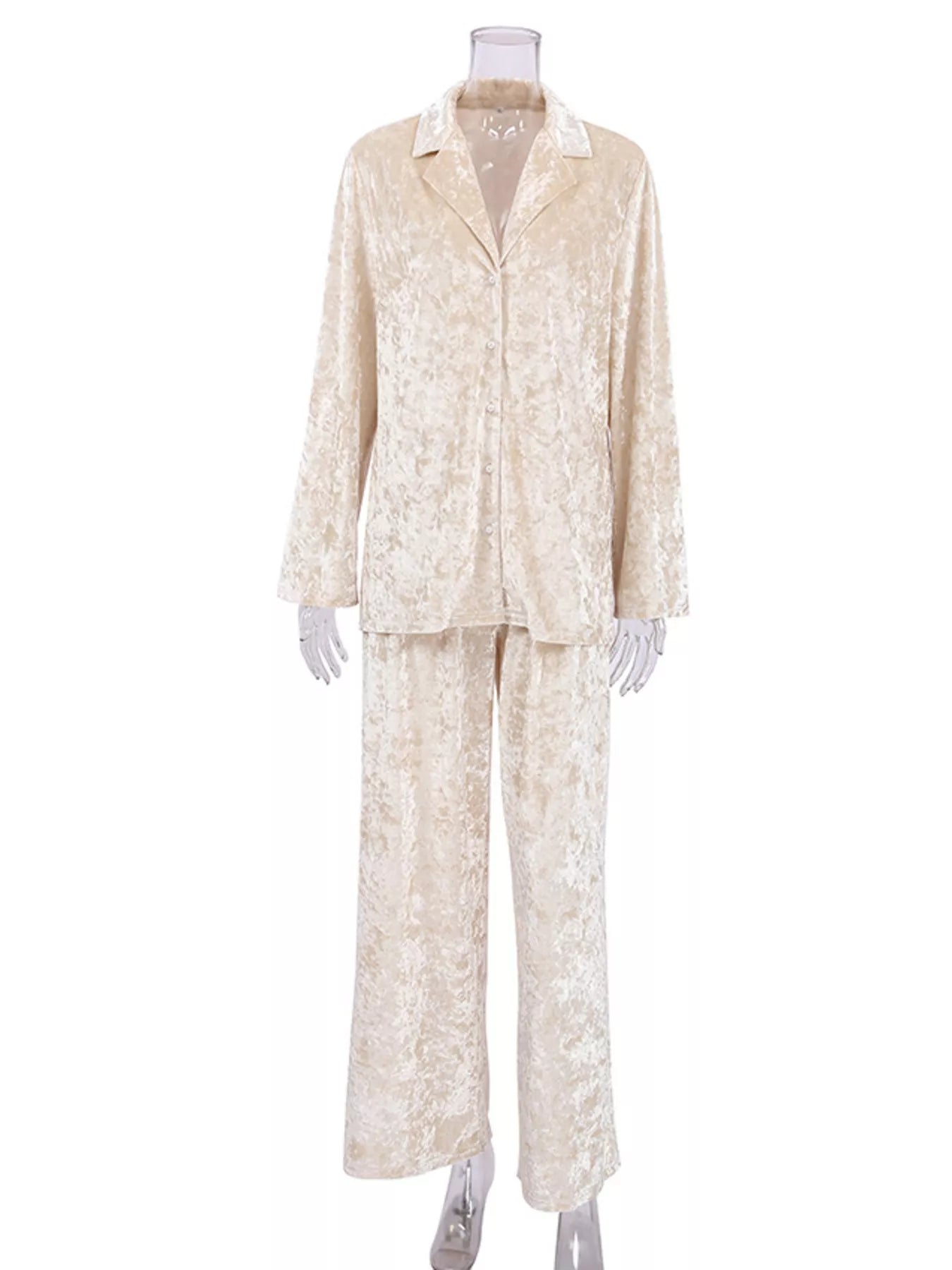 Trendsi Velvet Long Sleeve Top and Pants Lounge Set -