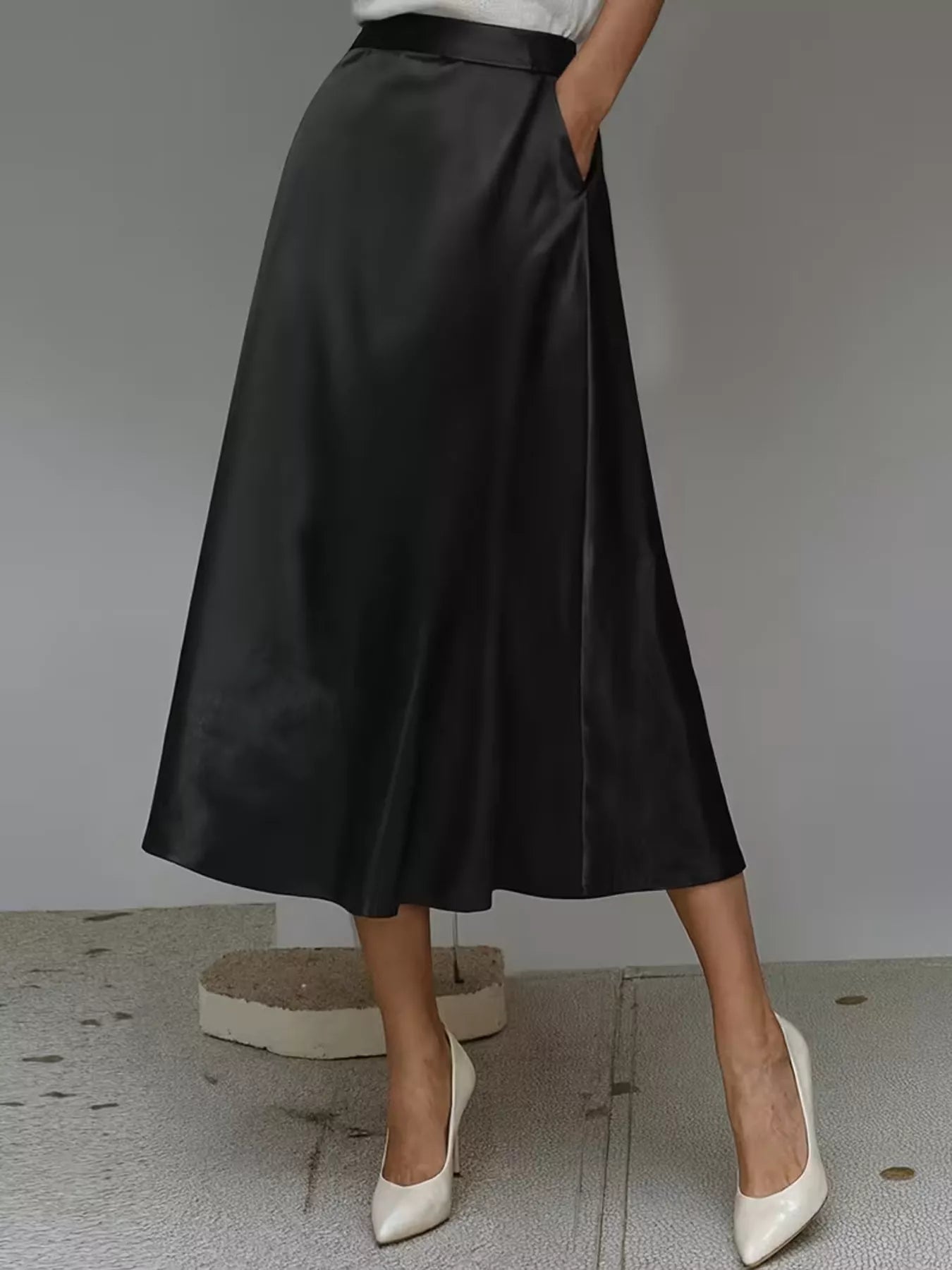 Trendsi Satin Midi Skirt -