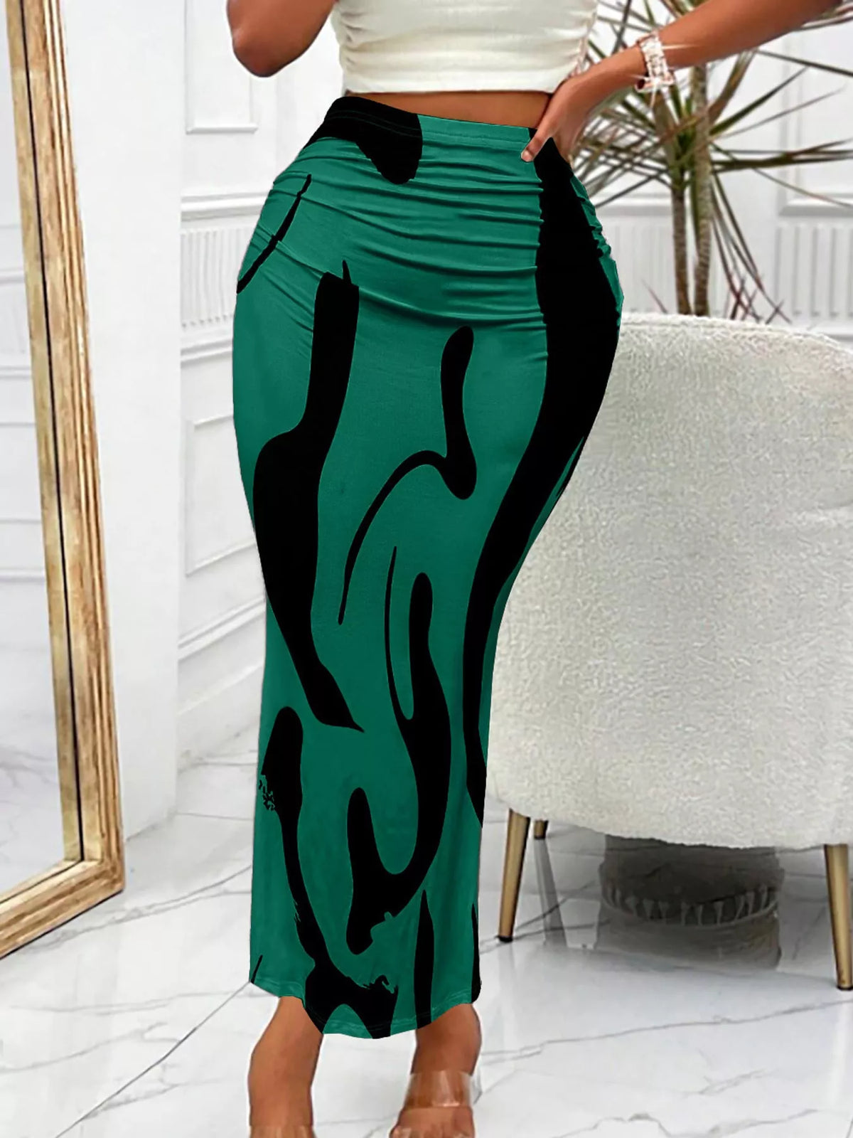 Ruched Maxi Skirt — front view