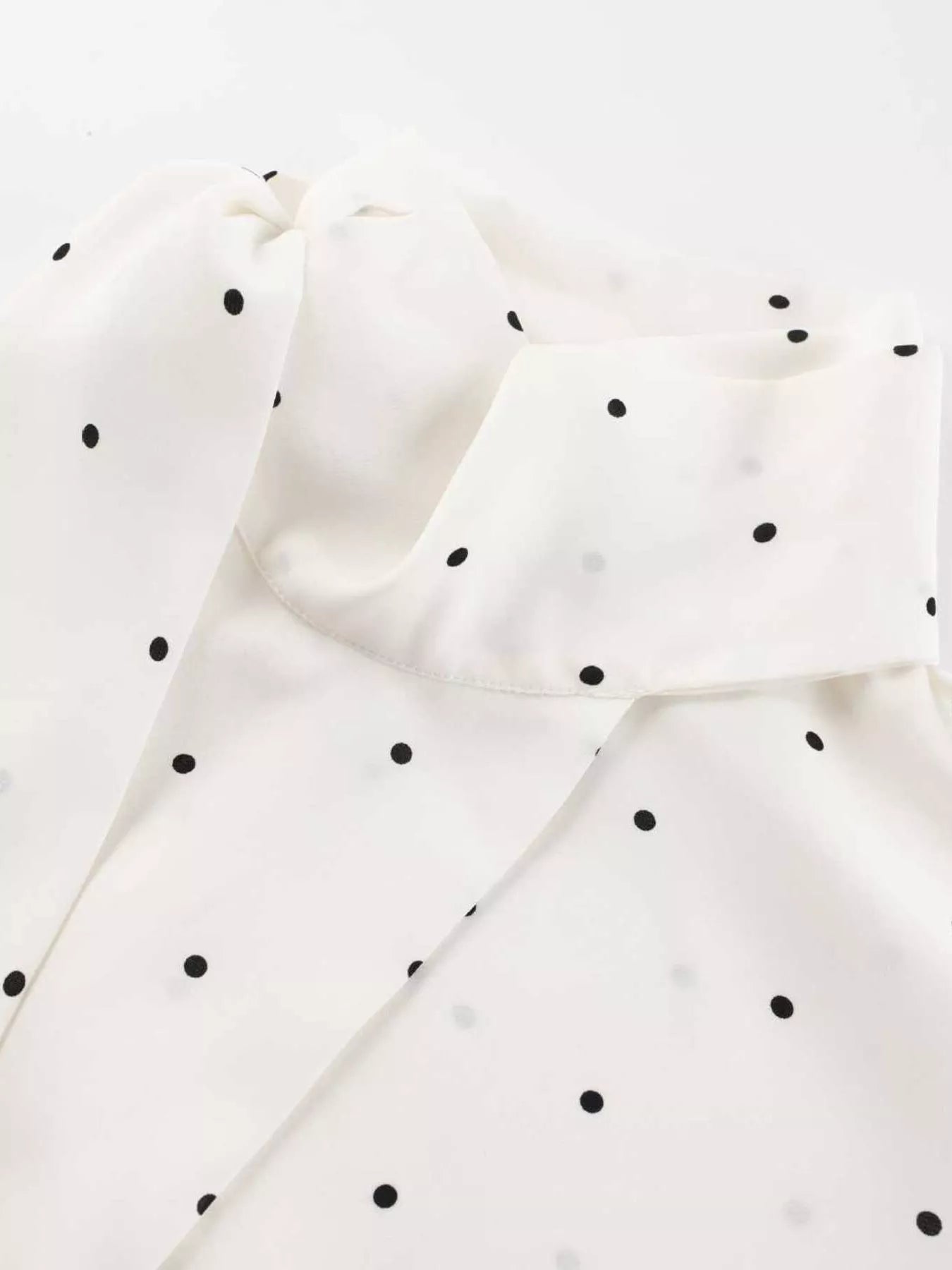 Trendsi Polka Dot Silk Blouse with Scarf Neck Tie -