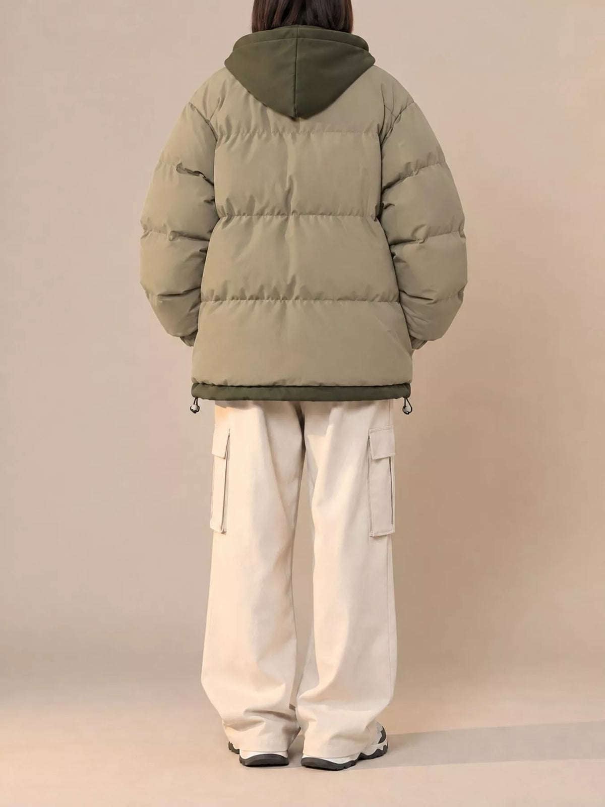 Zip-Up Hooded Puffer Jacket — back view