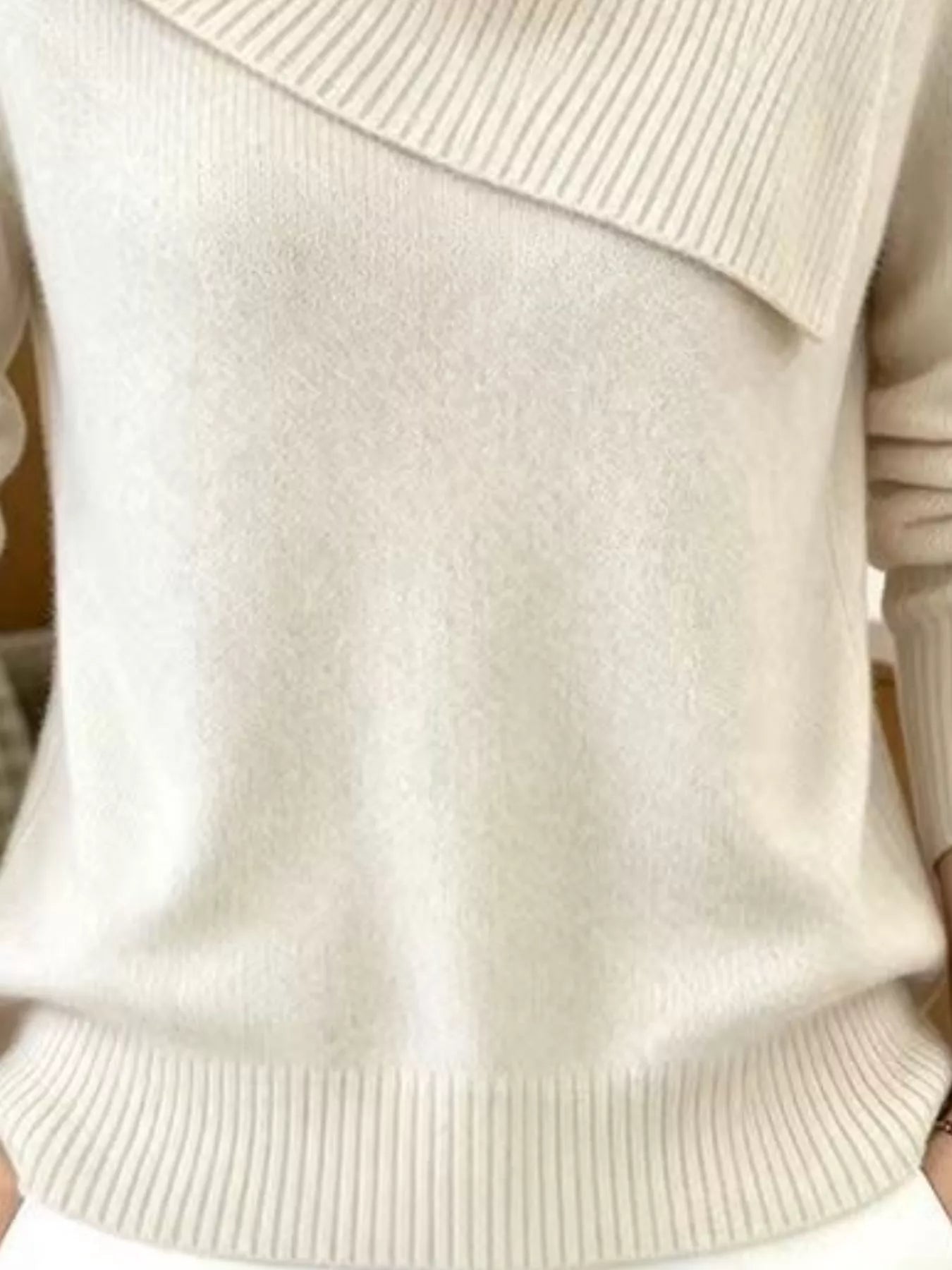 Trendsi Full Size Asymmetric Ribbed Collar Sweater Plus Size -
