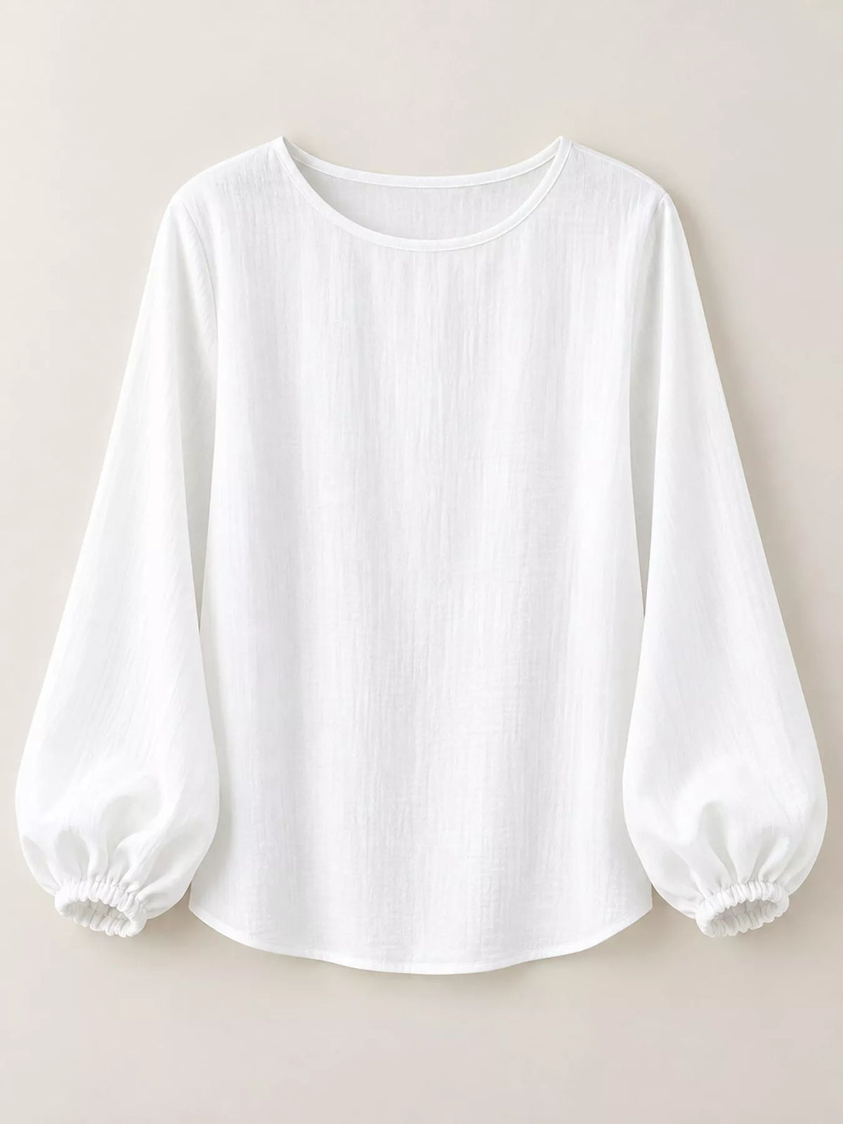 Elastic-cuff blouse, white flat lay