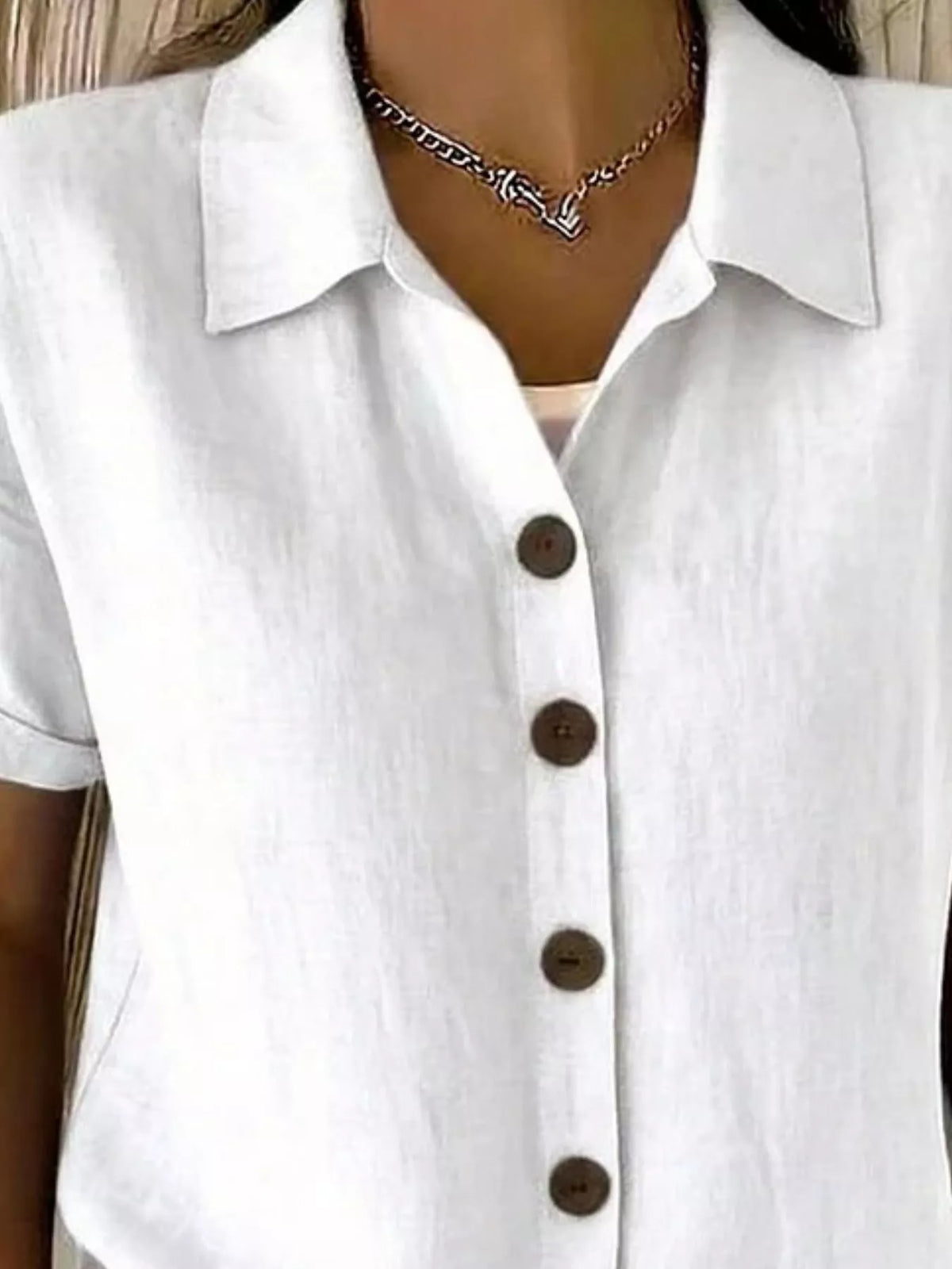 Trendsi Full Size Button-Down Short Sleeve Shirt Plus Size -