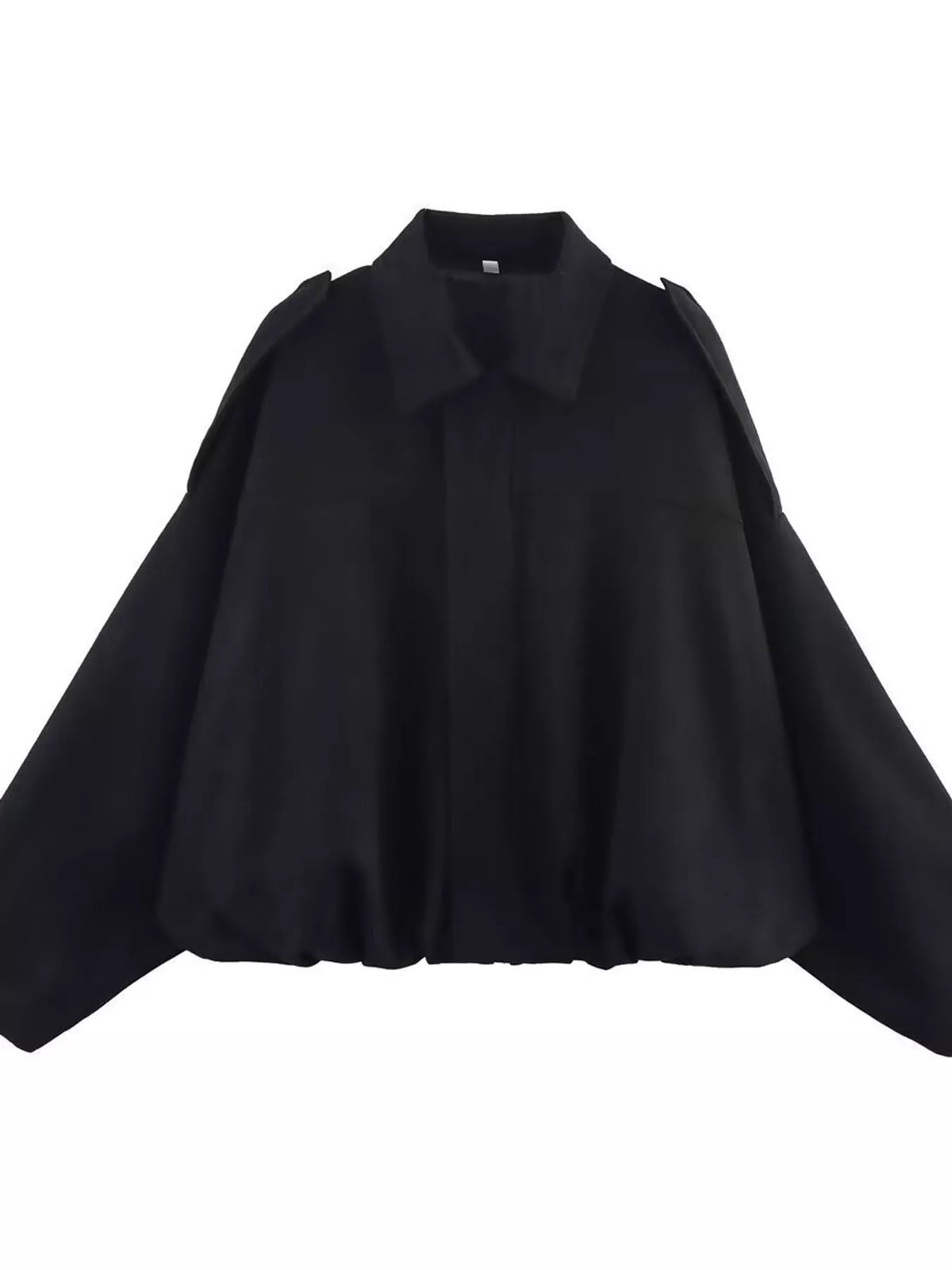 Black elastic hem batwing sleeve jacket