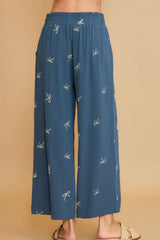 Trendsi Umgee Full Size Lace Drawstring Embroidered Bow Wide Leg Pants Plus Size - Pants