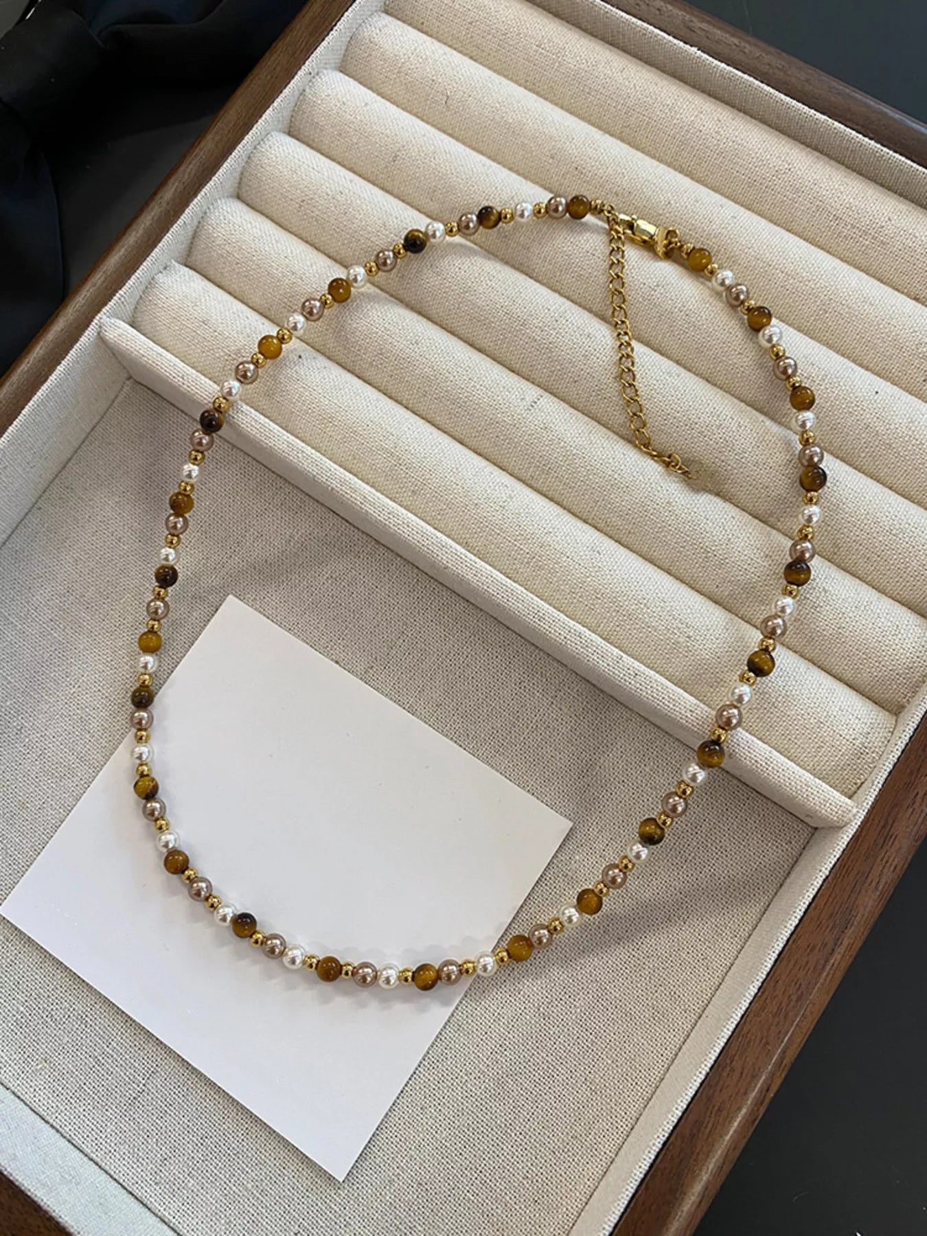 Trendsi Tiger Eye Adjustable Necklace -