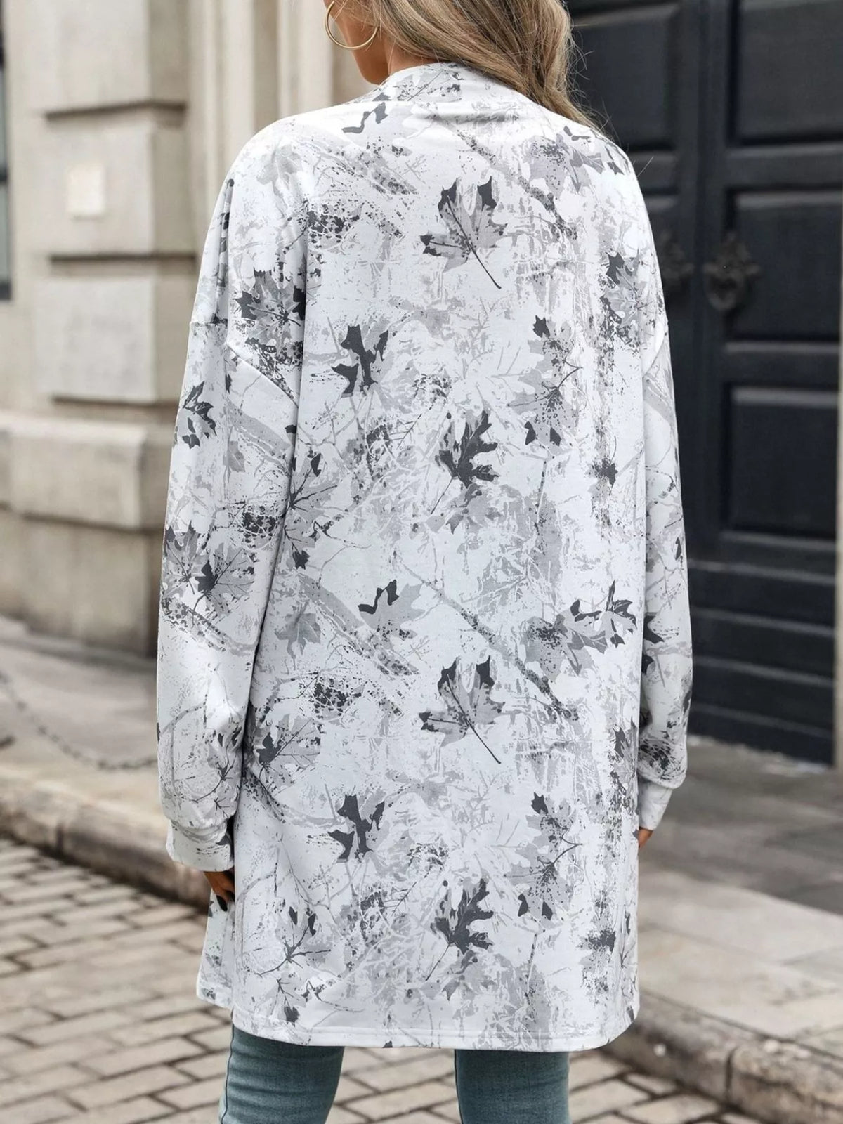 Trendsi Printed Open Front Cardigan -