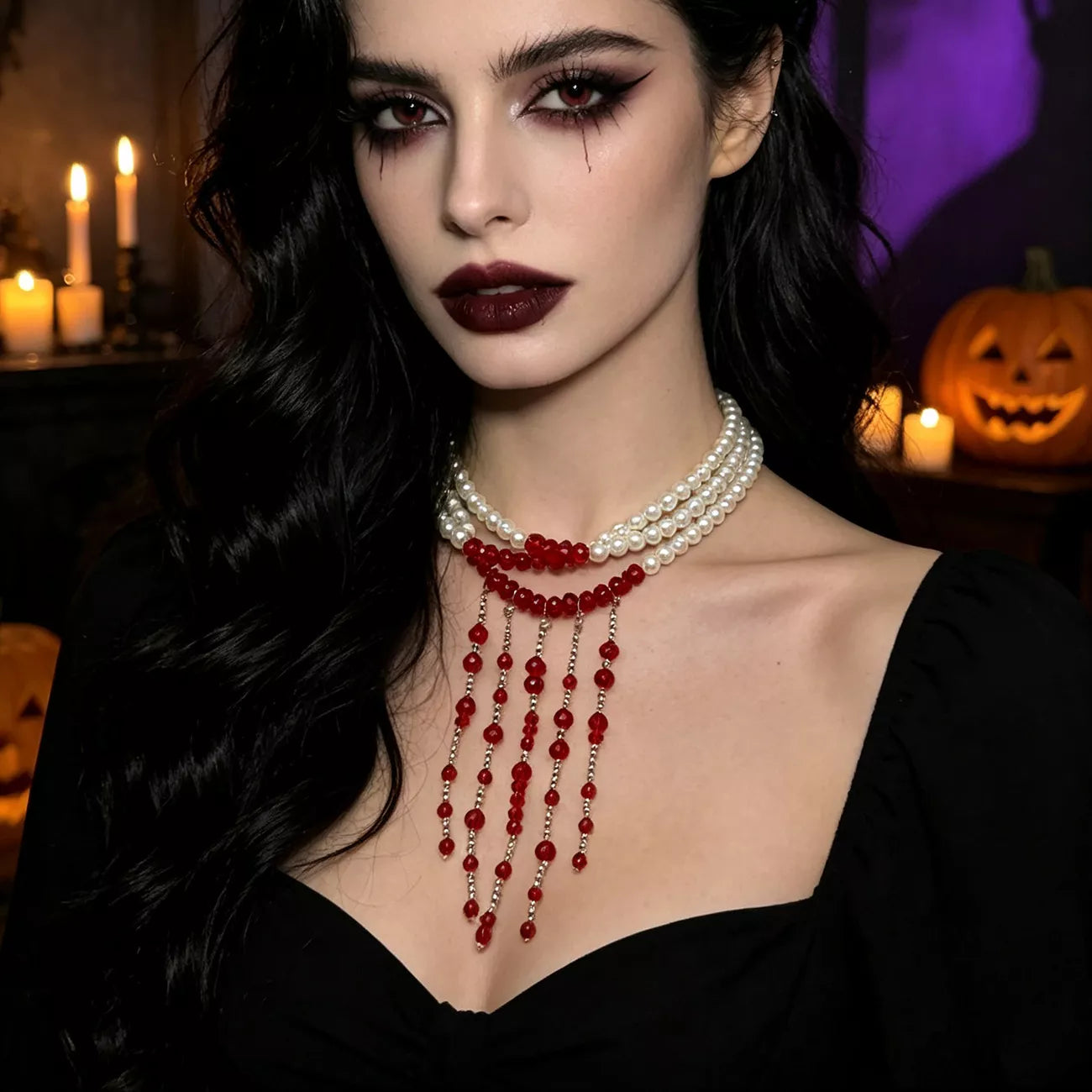 Trendsi Gothic Multi-Layered Beaded Necklace -