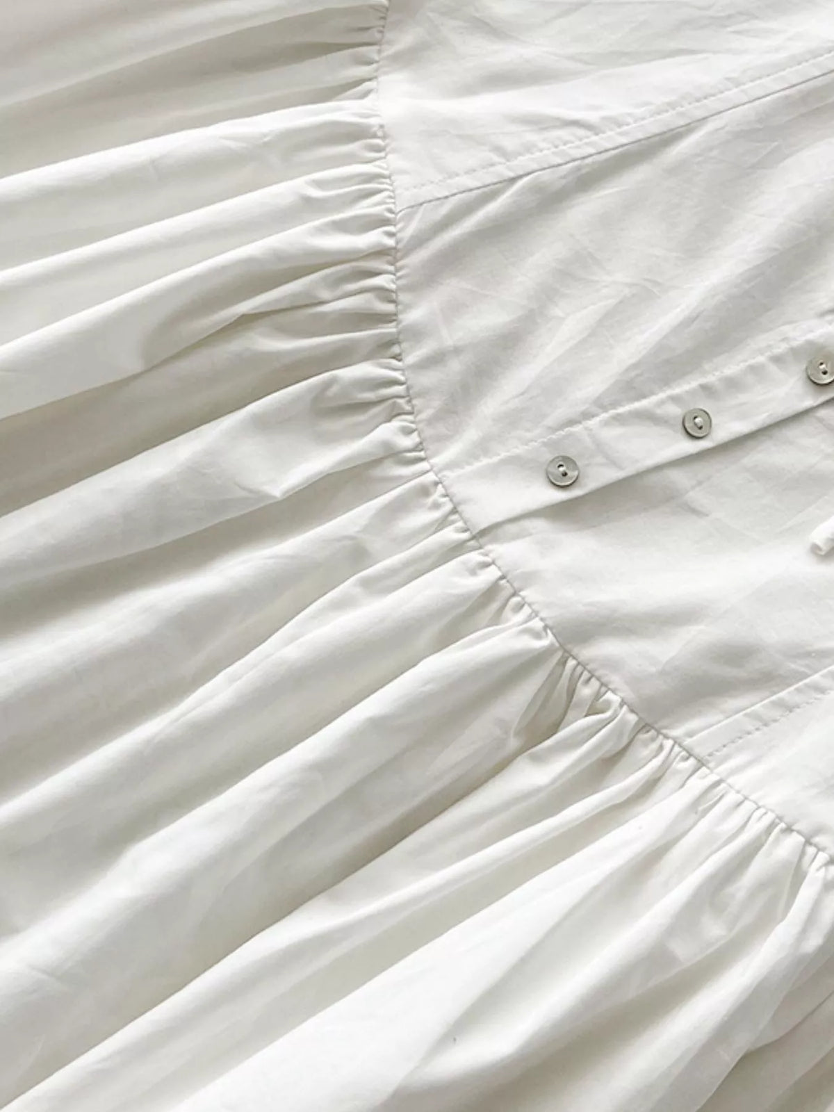 Women's Ruffled Square Neck Tiered Maxi Dress in white — waist detail view
