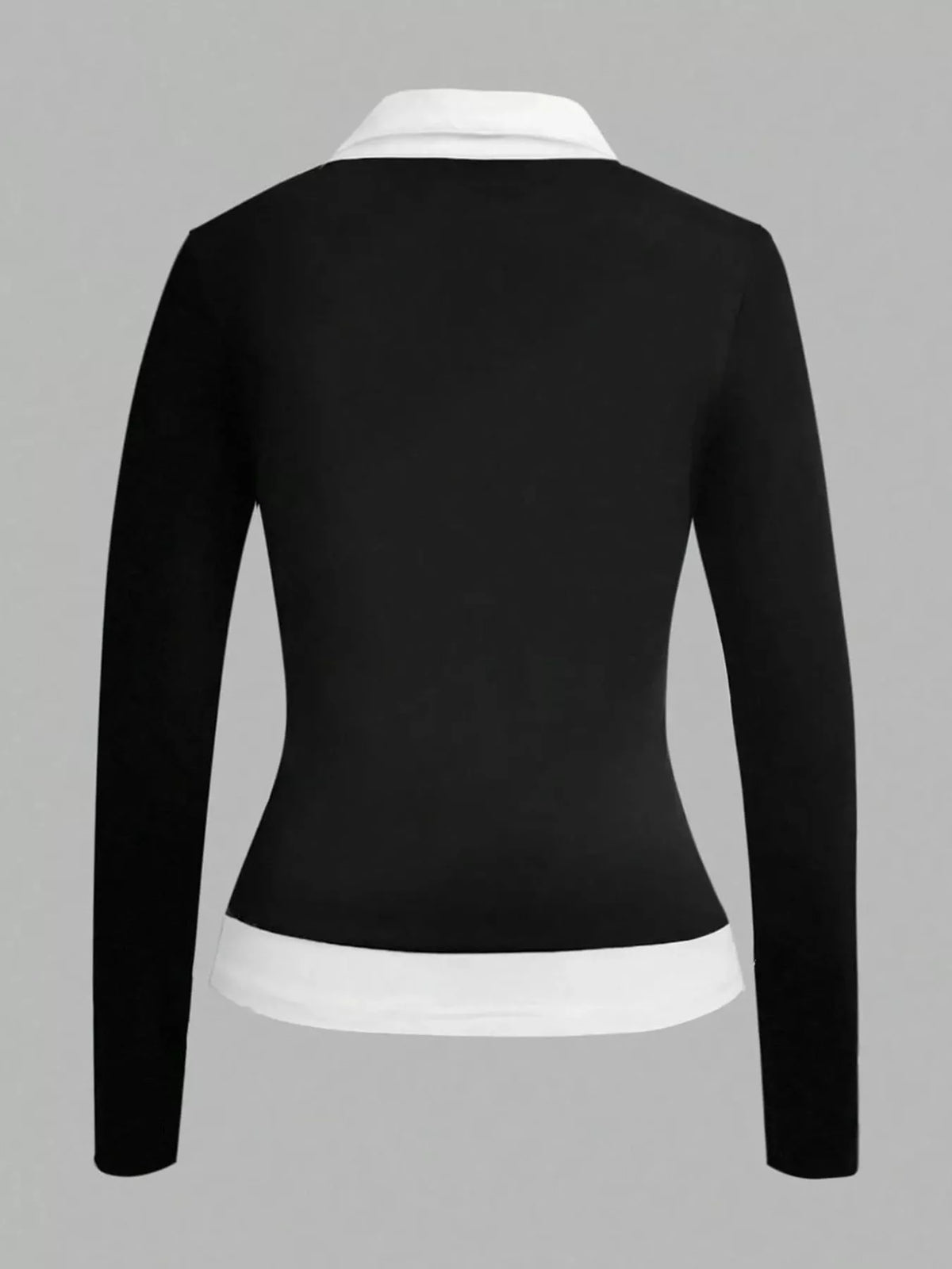 Collared long sleeve t-shirt, back view