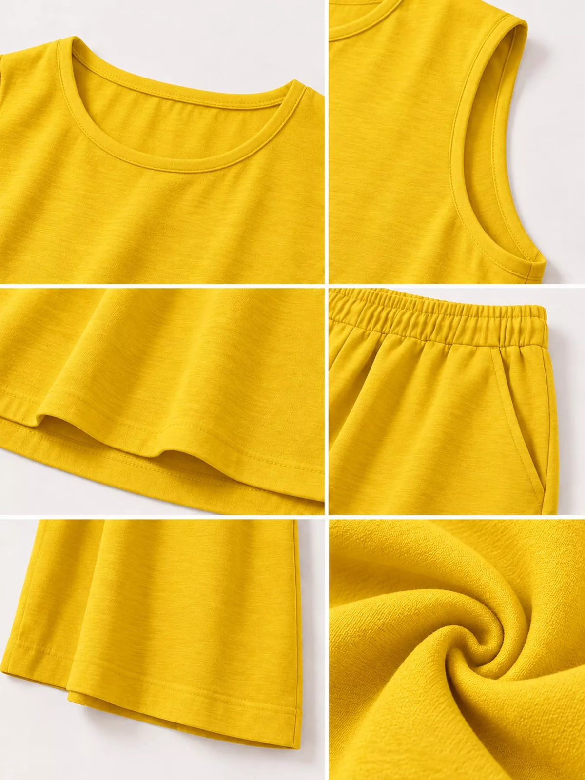 Sleeveless Tank Top and Wide-Leg Pants Set — construction details