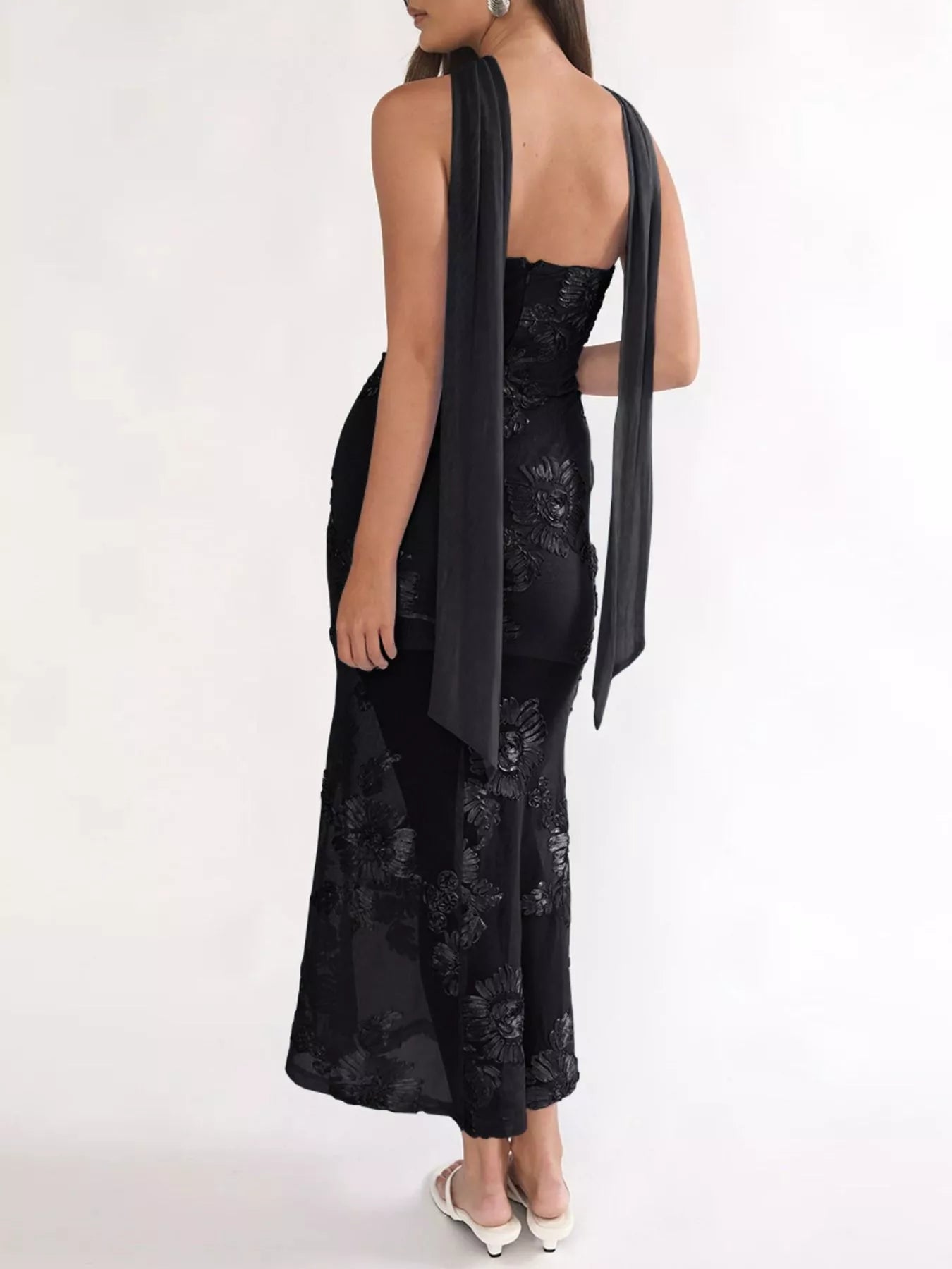 Trendsi Floral Tube Dress with Scarf -