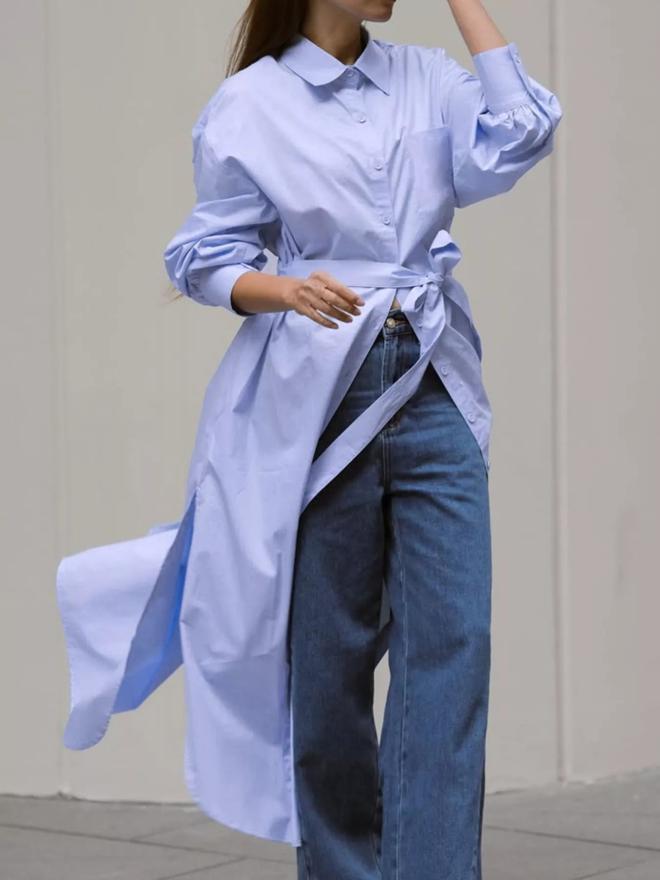 Trendsi Longline Button-Down Shirt -